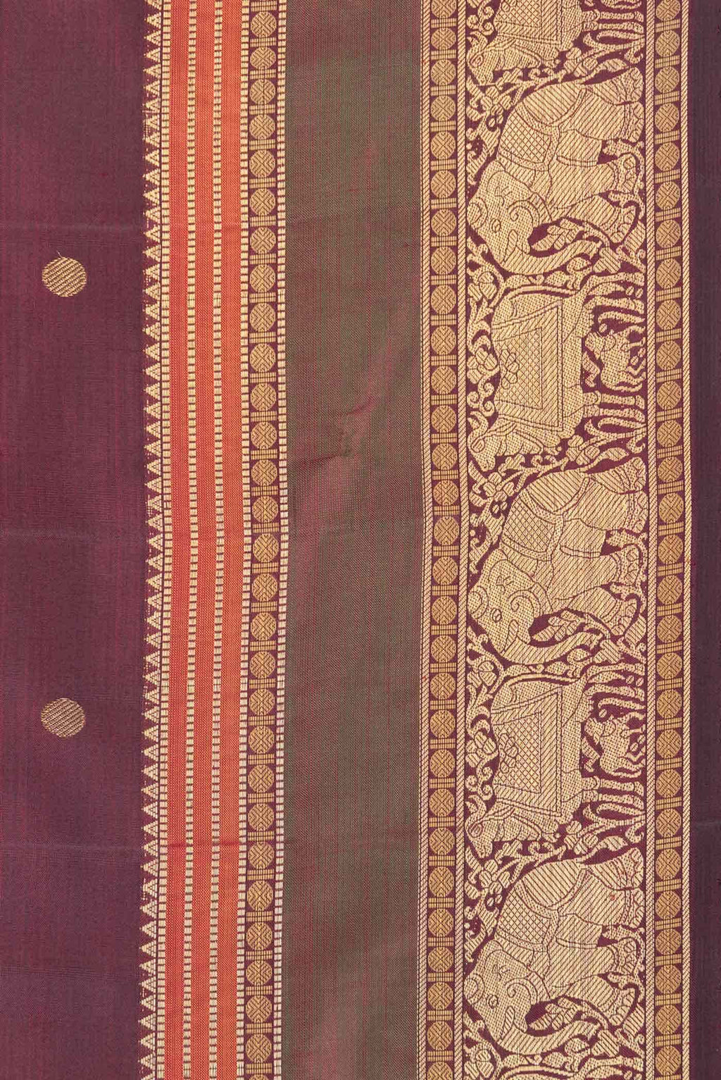 Pure Silk Pure Zari Maroon Dual Tone Kanchipuram Saree