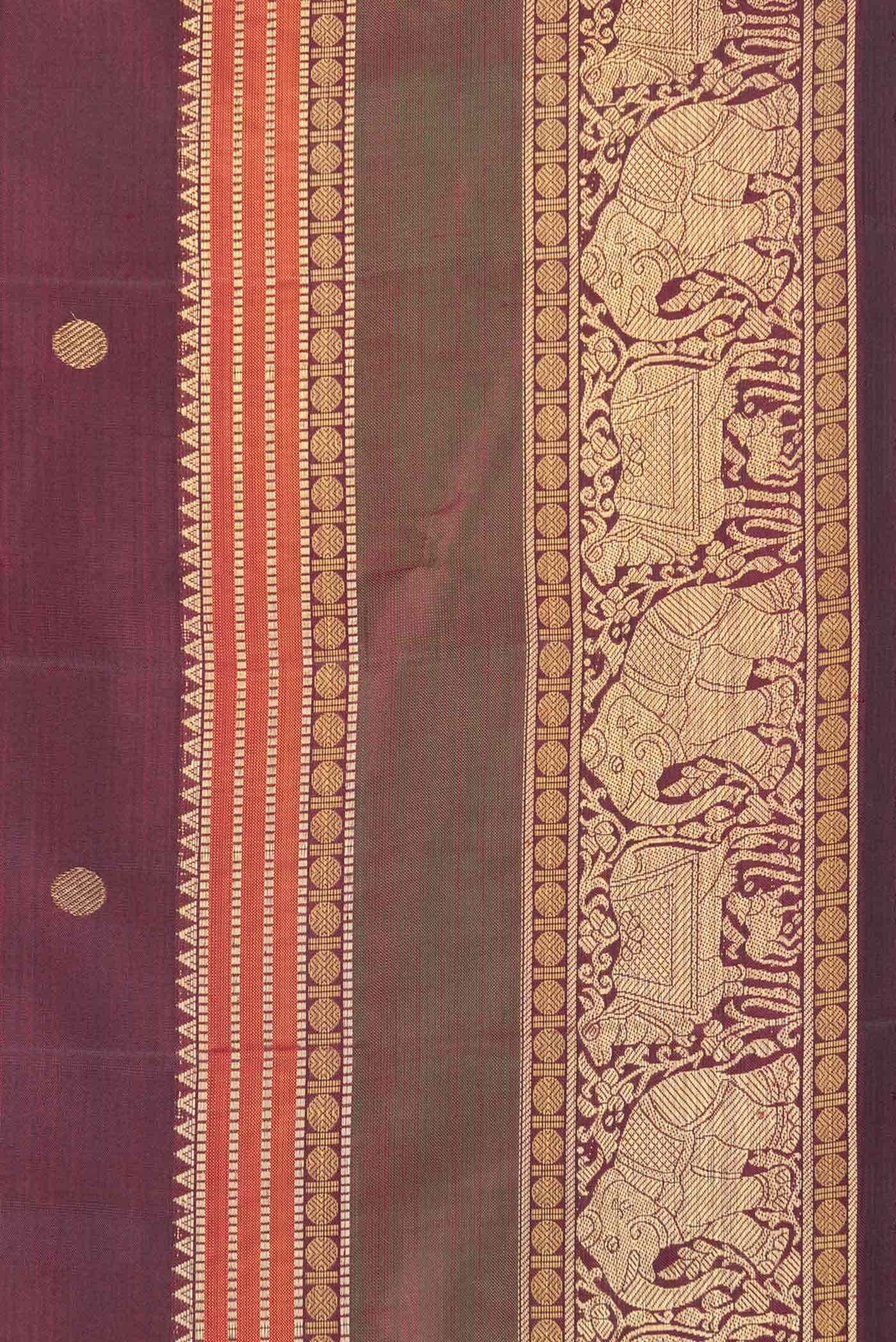 Pure Silk Pure Zari Maroon Dual Tone Kanchipuram Saree