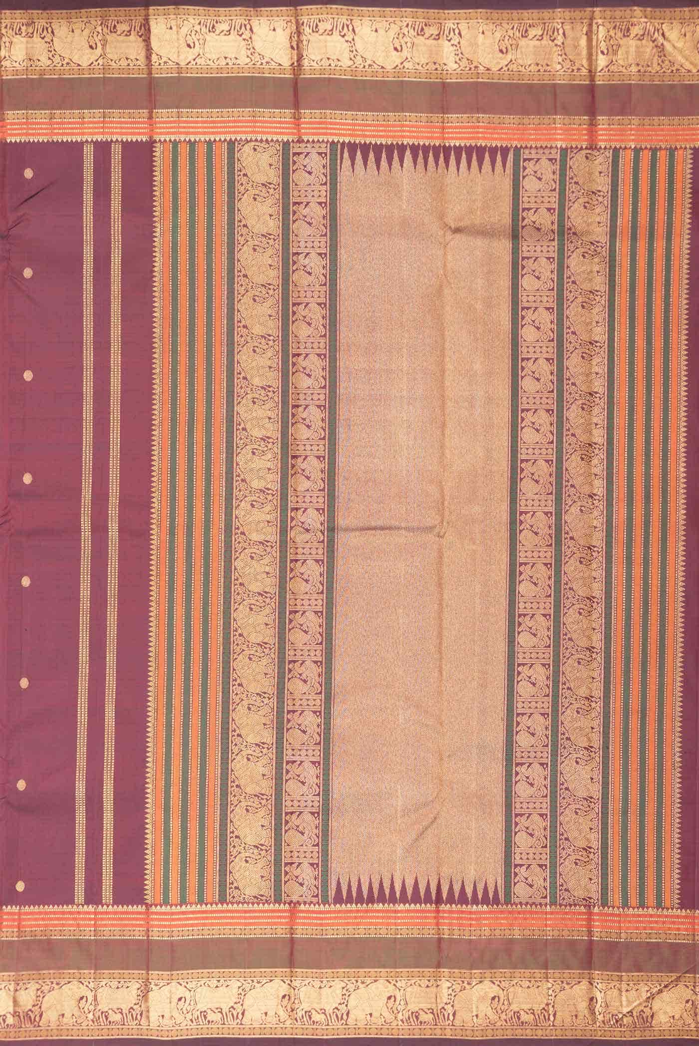 Pure Silk Pure Zari Maroon Dual Tone Kanchipuram Saree