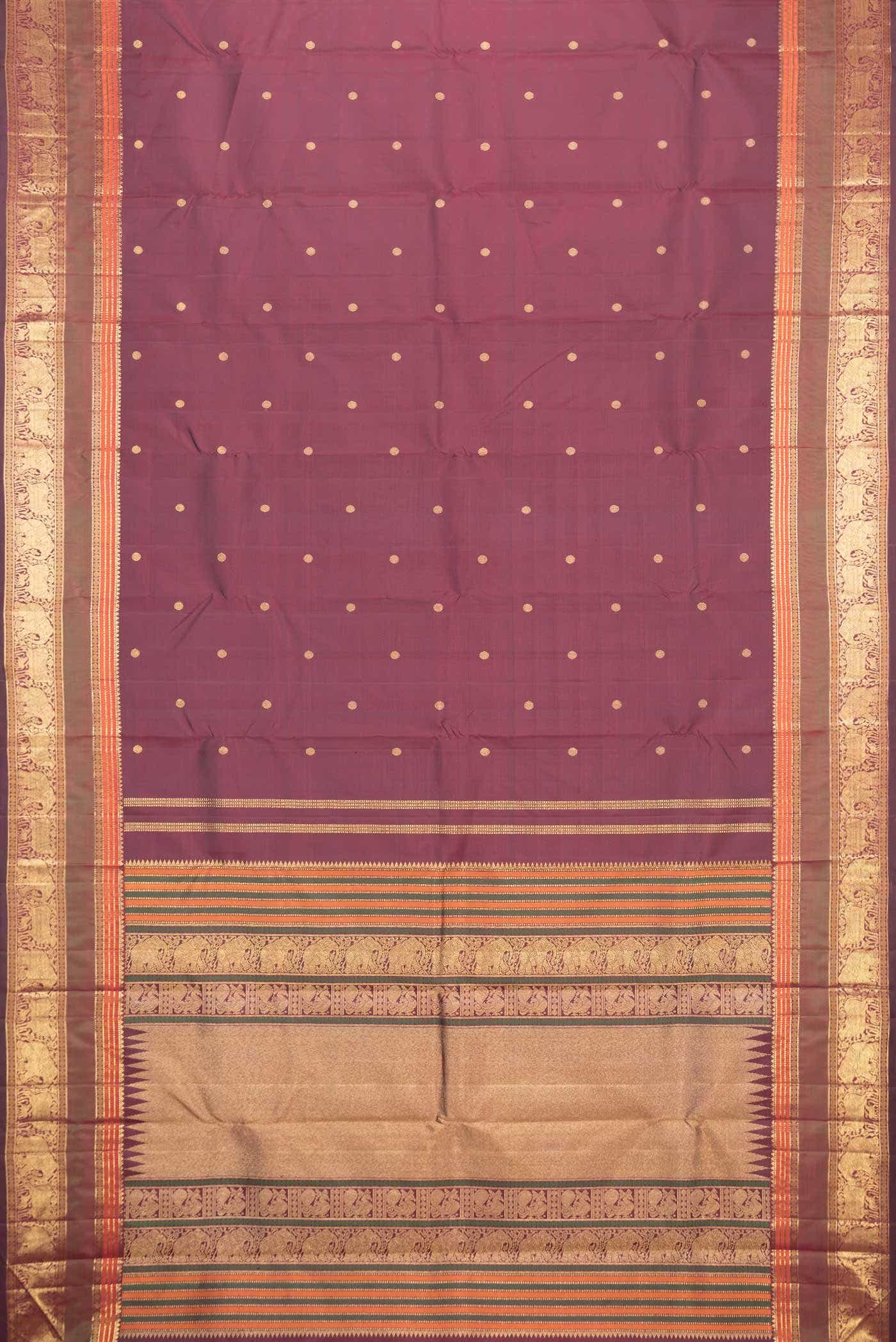Pure Silk Pure Zari Maroon Dual Tone Kanchipuram Saree