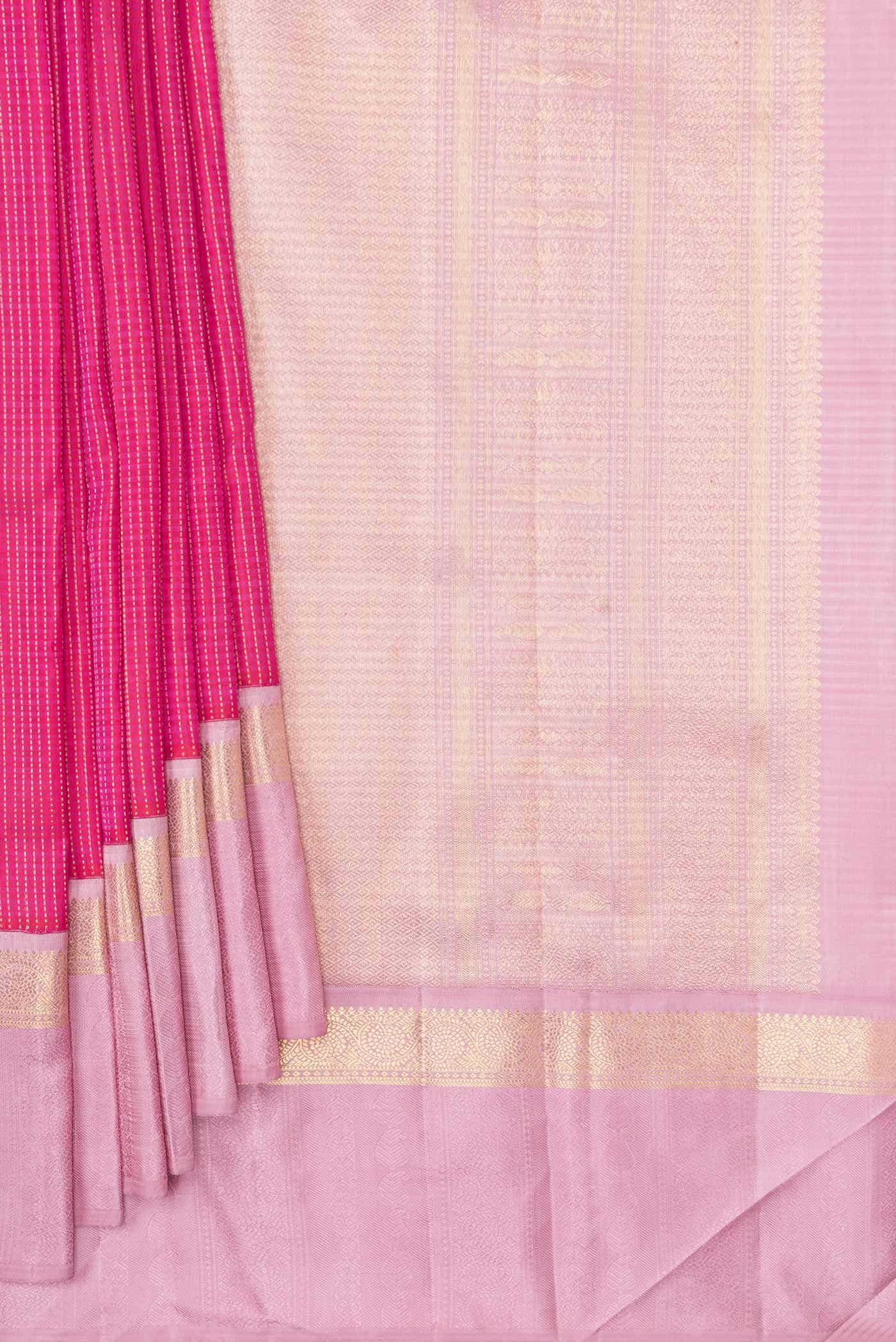 Pure Silk Pure Zari Dark Pink Kanchipuram Saree