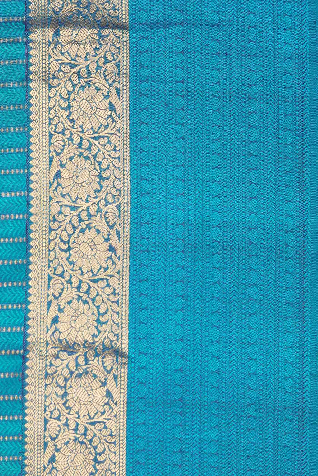 Pure Silk Pure Zari Aqua Blue Dual Tone Kanchipuram Saree