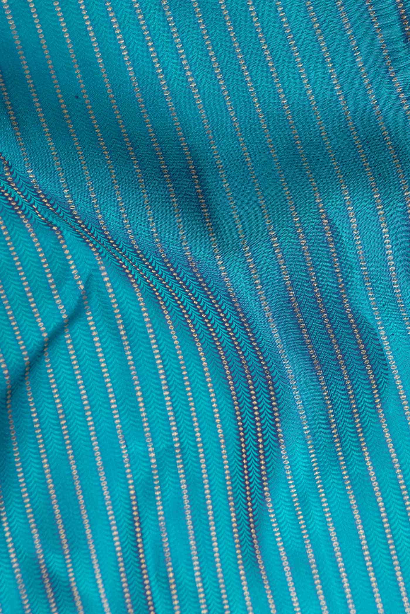 Pure Silk Pure Zari Aqua Blue Dual Tone Kanchipuram Saree