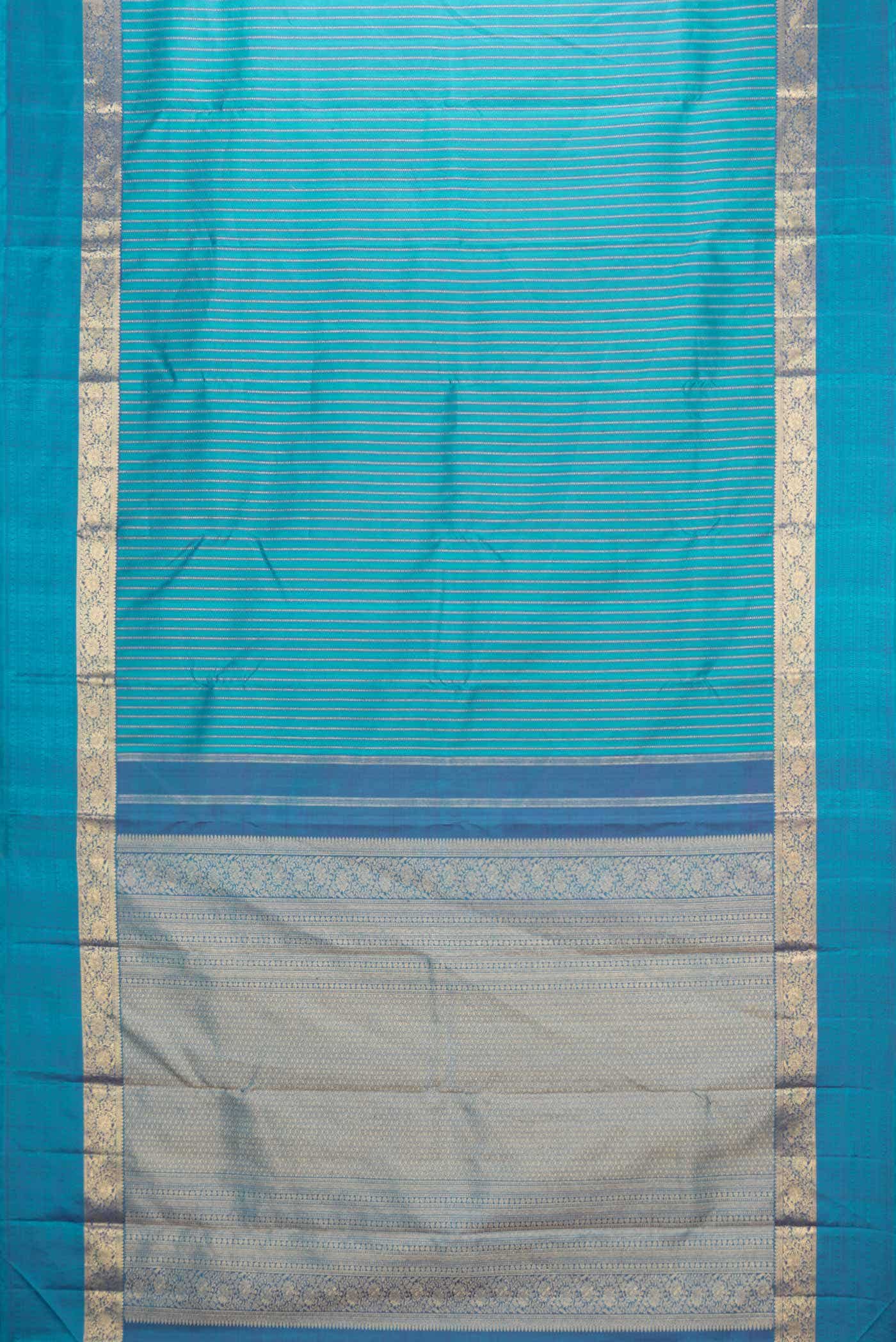Pure Silk Pure Zari Peacock Blue Dual Tone Kanchipuram Saree