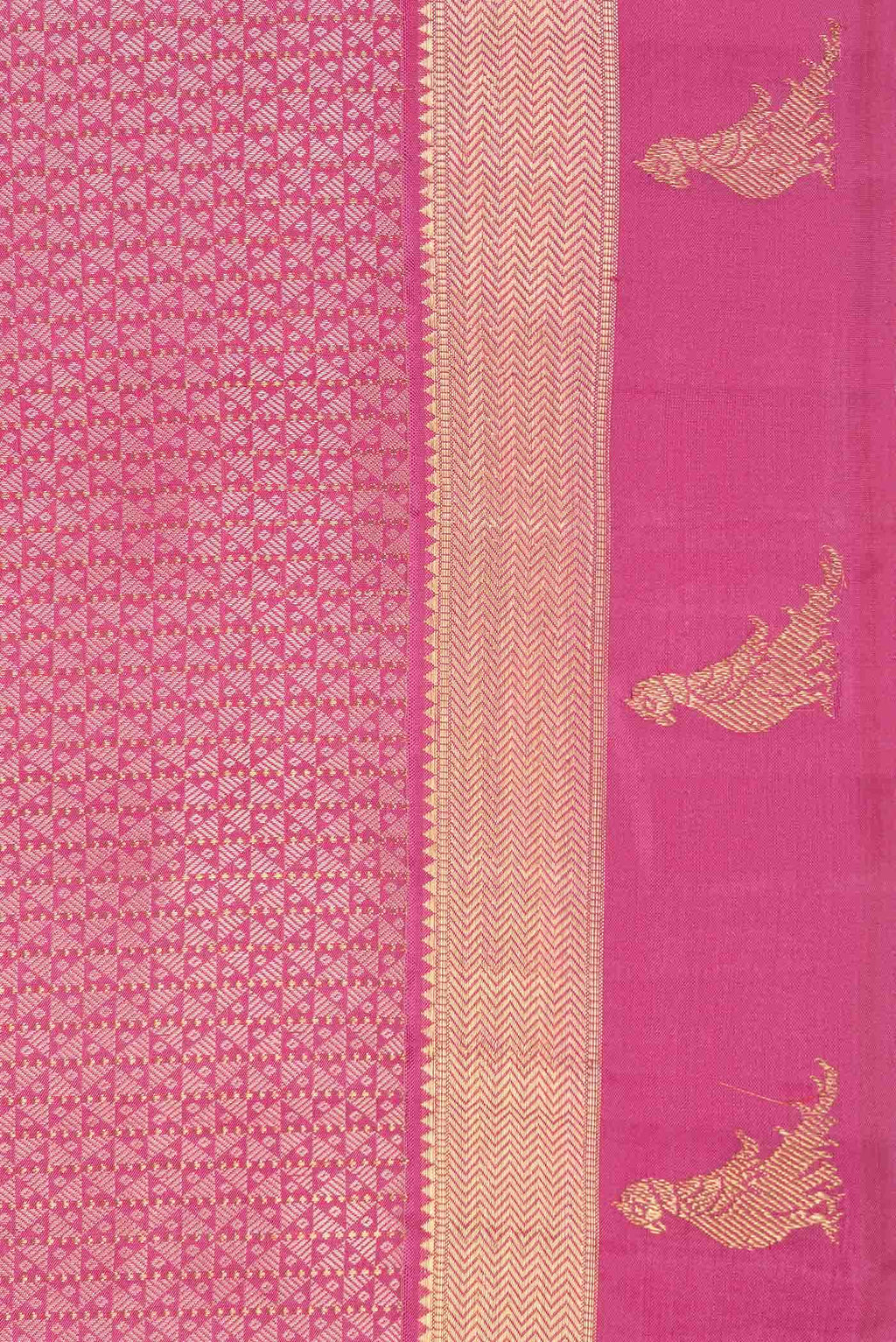 Pure Silk Pure Zari Pink Dual Tone Kanchipuram Saree