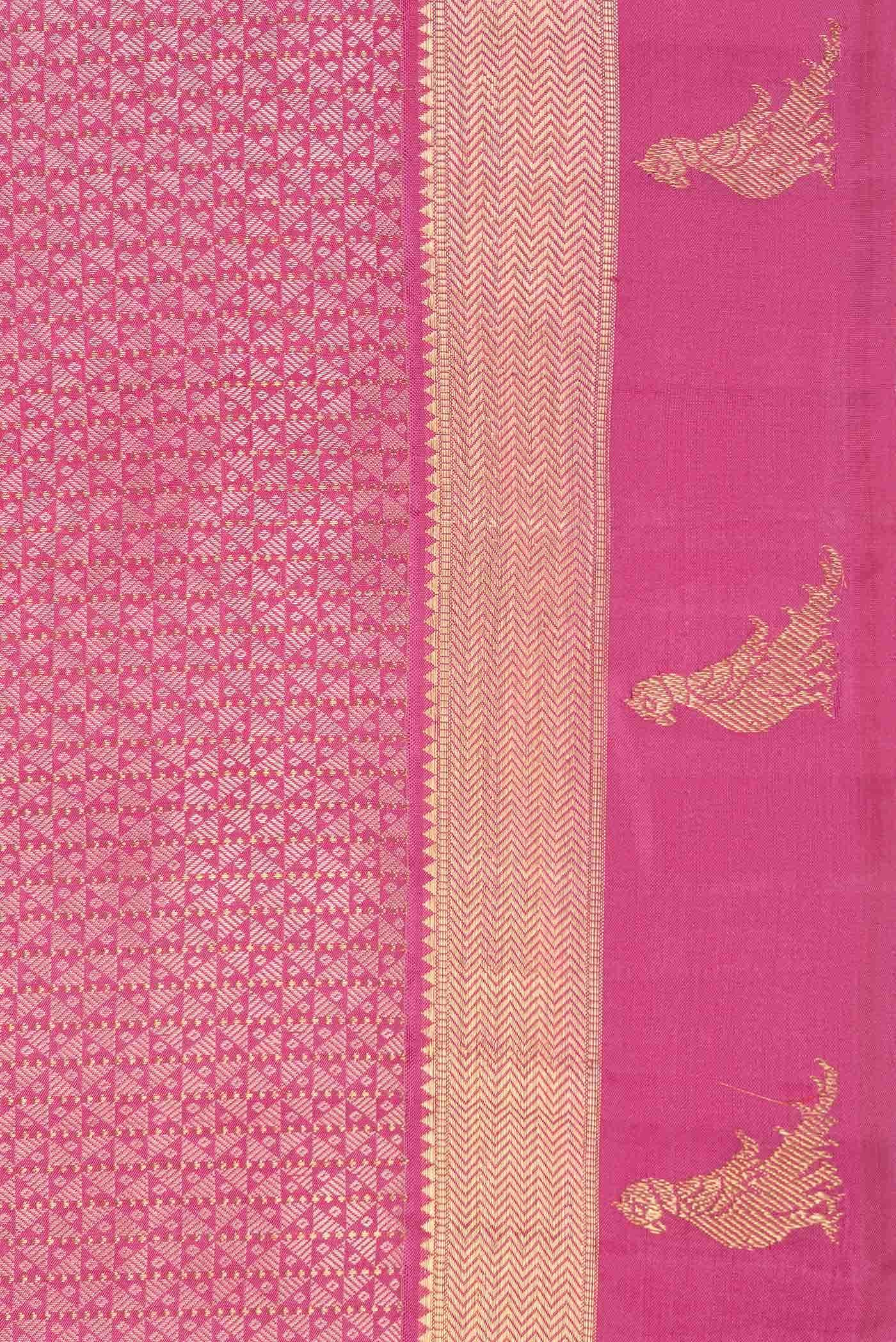 Pure Silk Pure Zari Pink Dual Tone Kanchipuram Saree