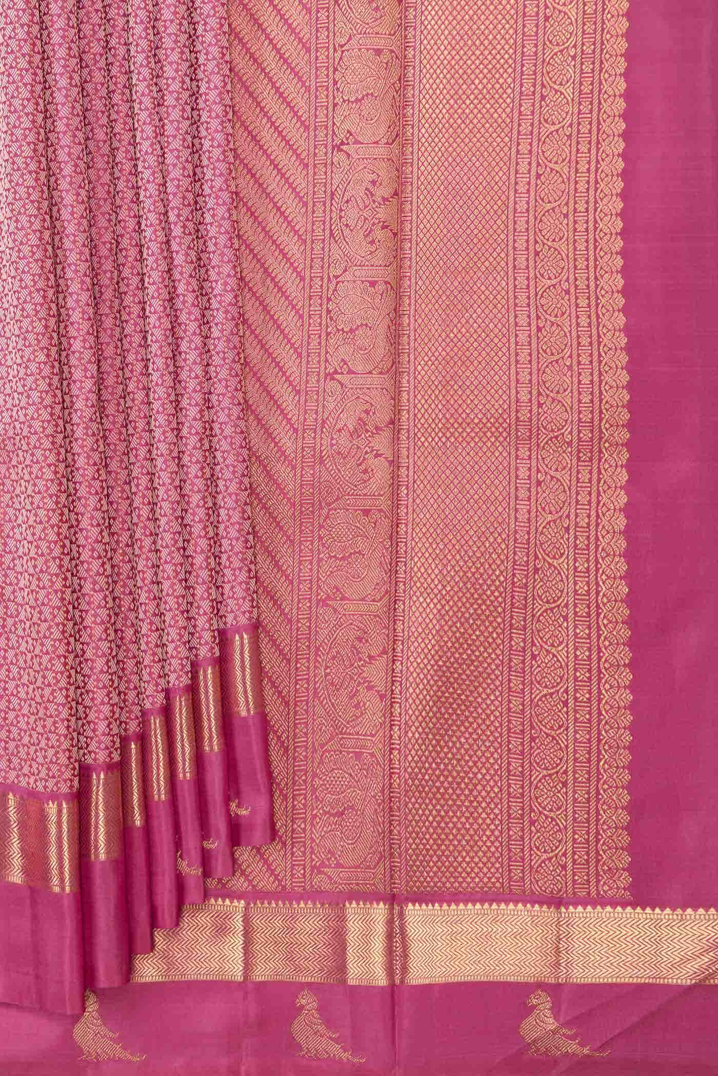 Pure Silk Pure Zari Pink Dual Tone Kanchipuram Saree