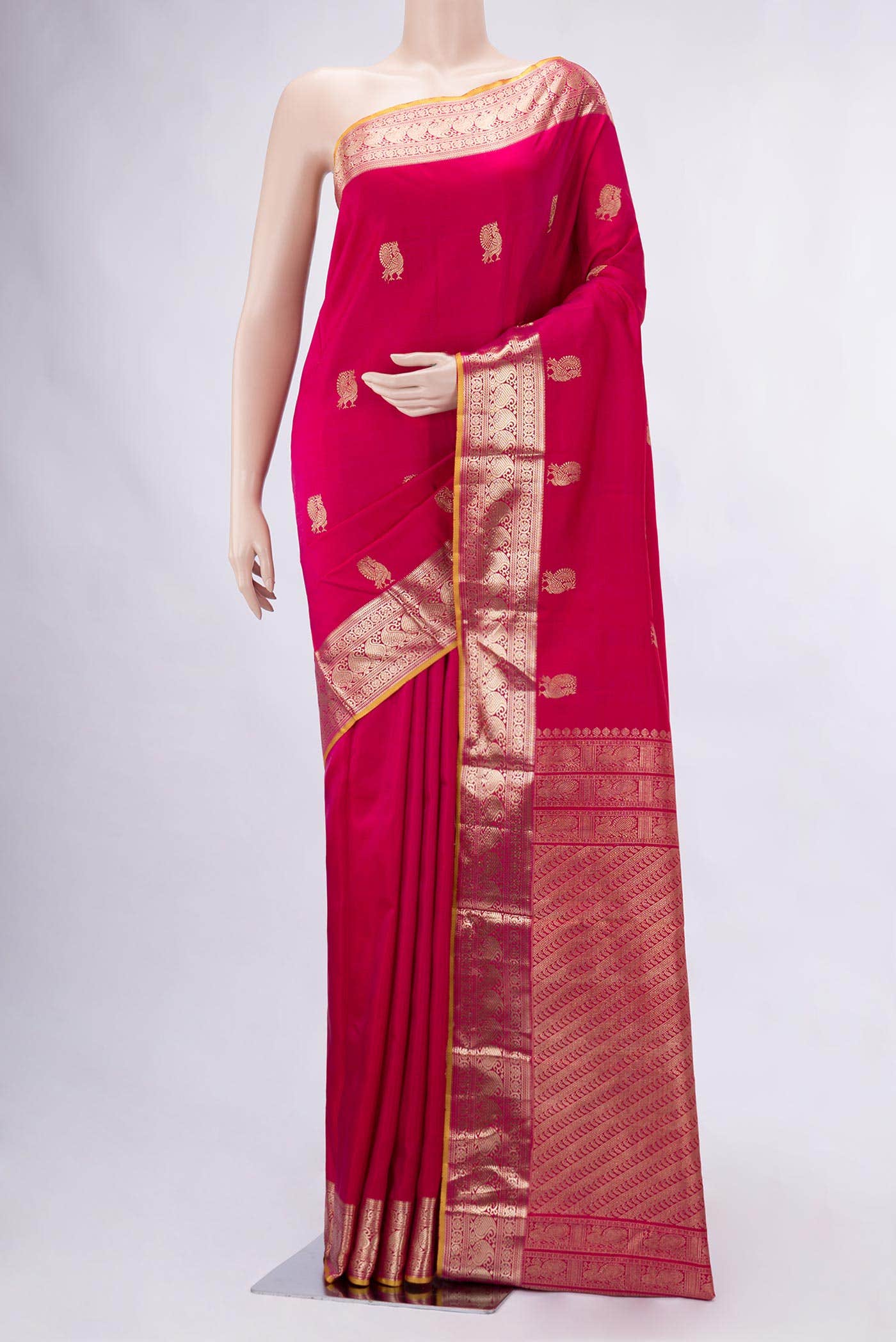 Dark Pink Dual Tone Kanchipuram Silk Saree