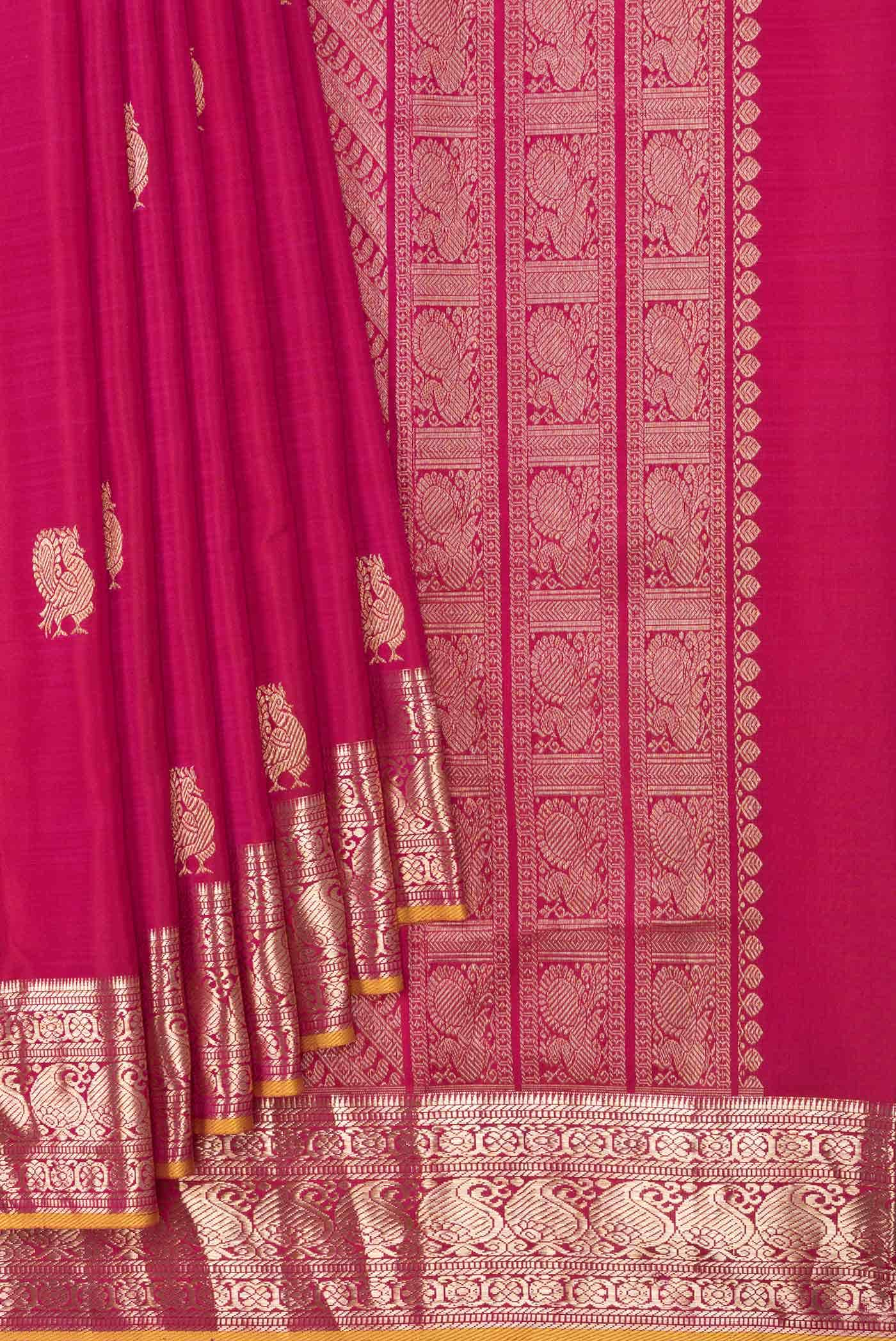 Dark Pink Dual Tone Kanchipuram Silk Saree