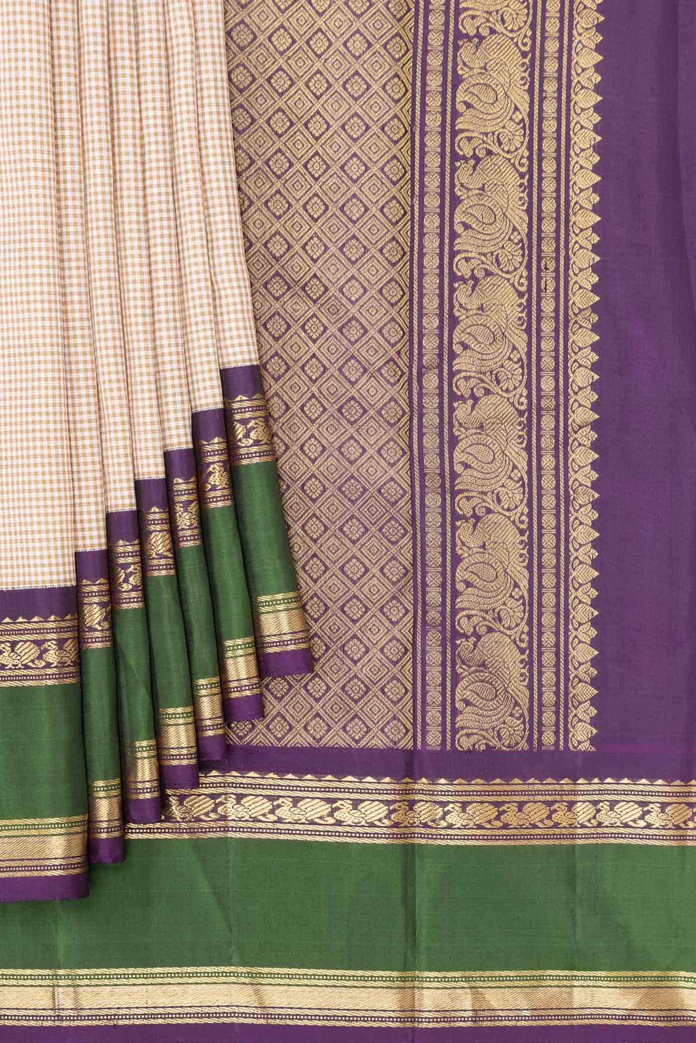 Beige Kanchipuram Silk Saree