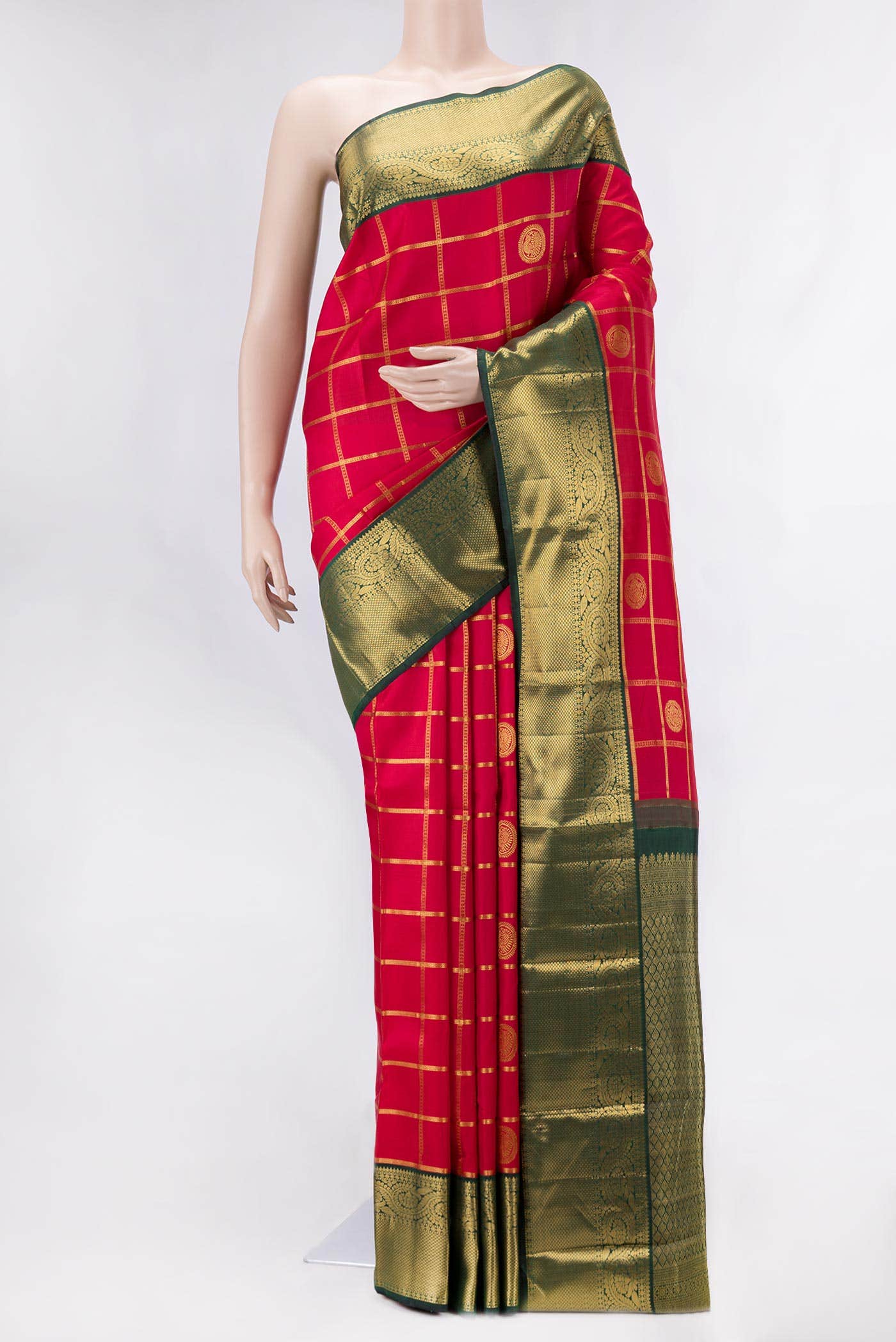 Dark Pink Dual Tone Kanchipuram Silk Saree