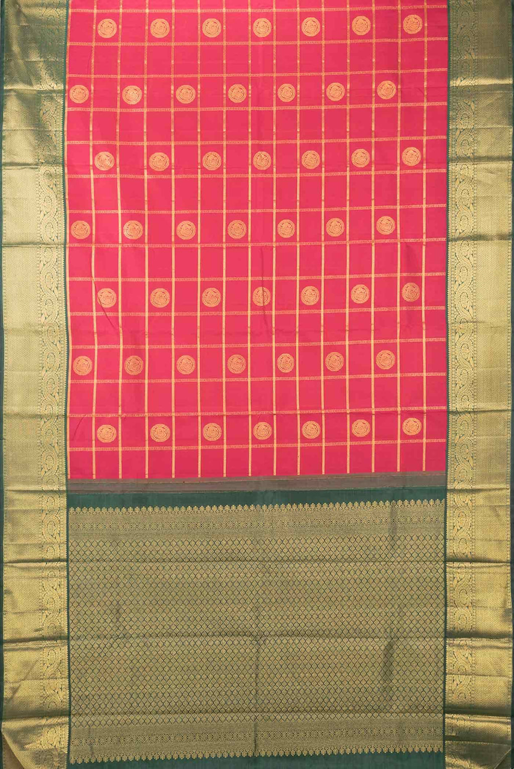Dark Pink Dual Tone Kanchipuram Silk Saree