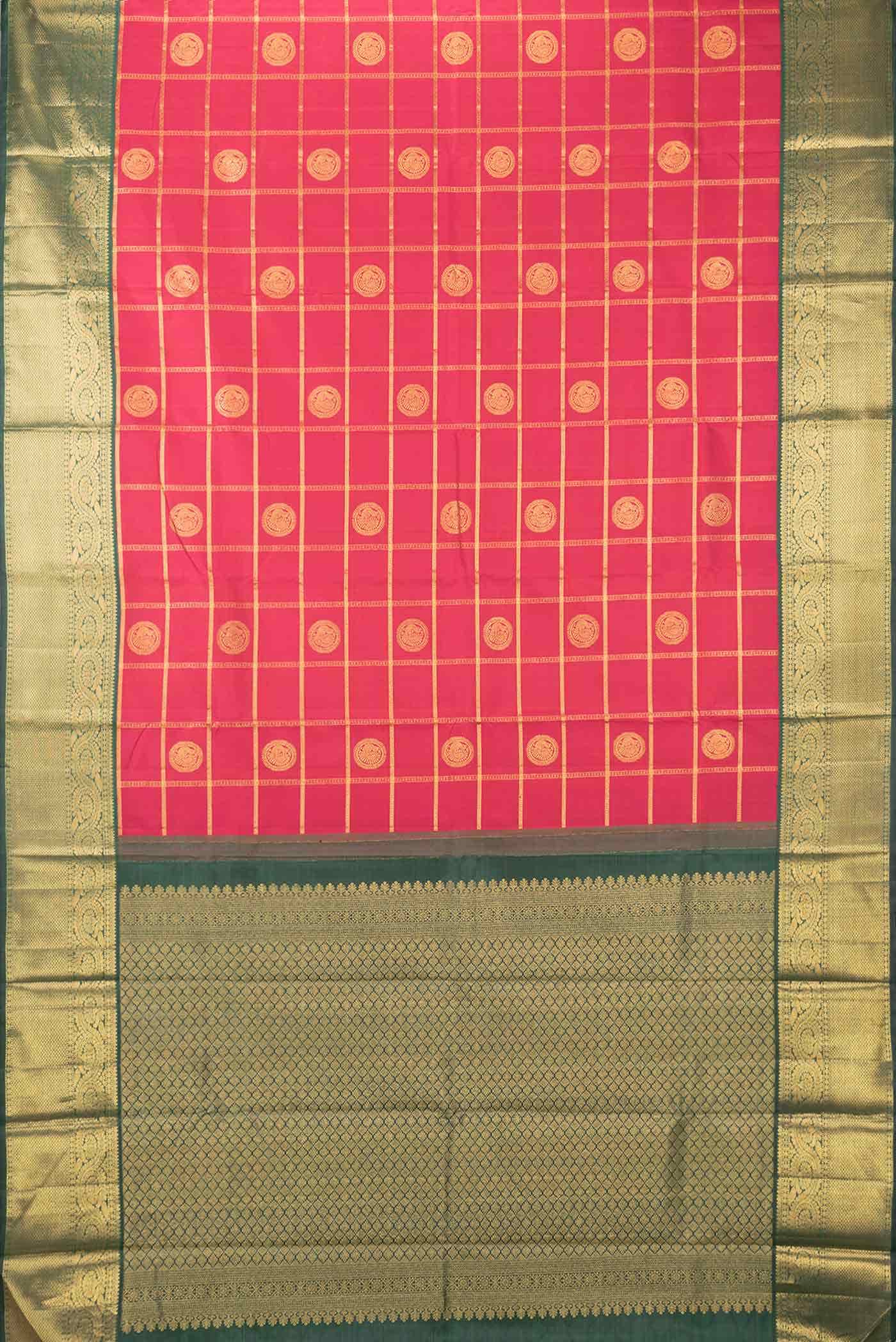 Dark Pink Dual Tone Kanchipuram Silk Saree