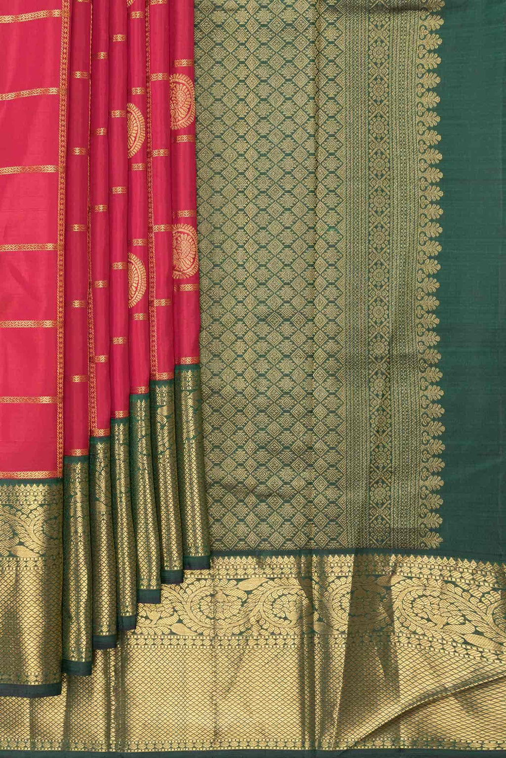 Dark Pink Dual Tone Kanchipuram Silk Saree