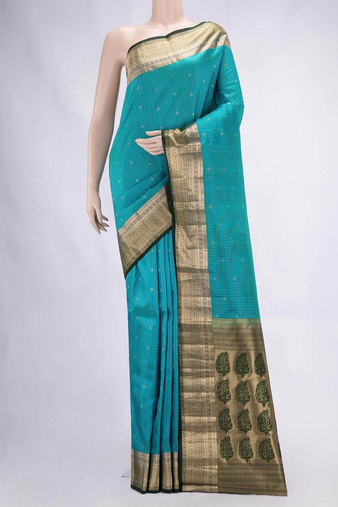 Green Dual Tone Kanchipuram Silk Saree