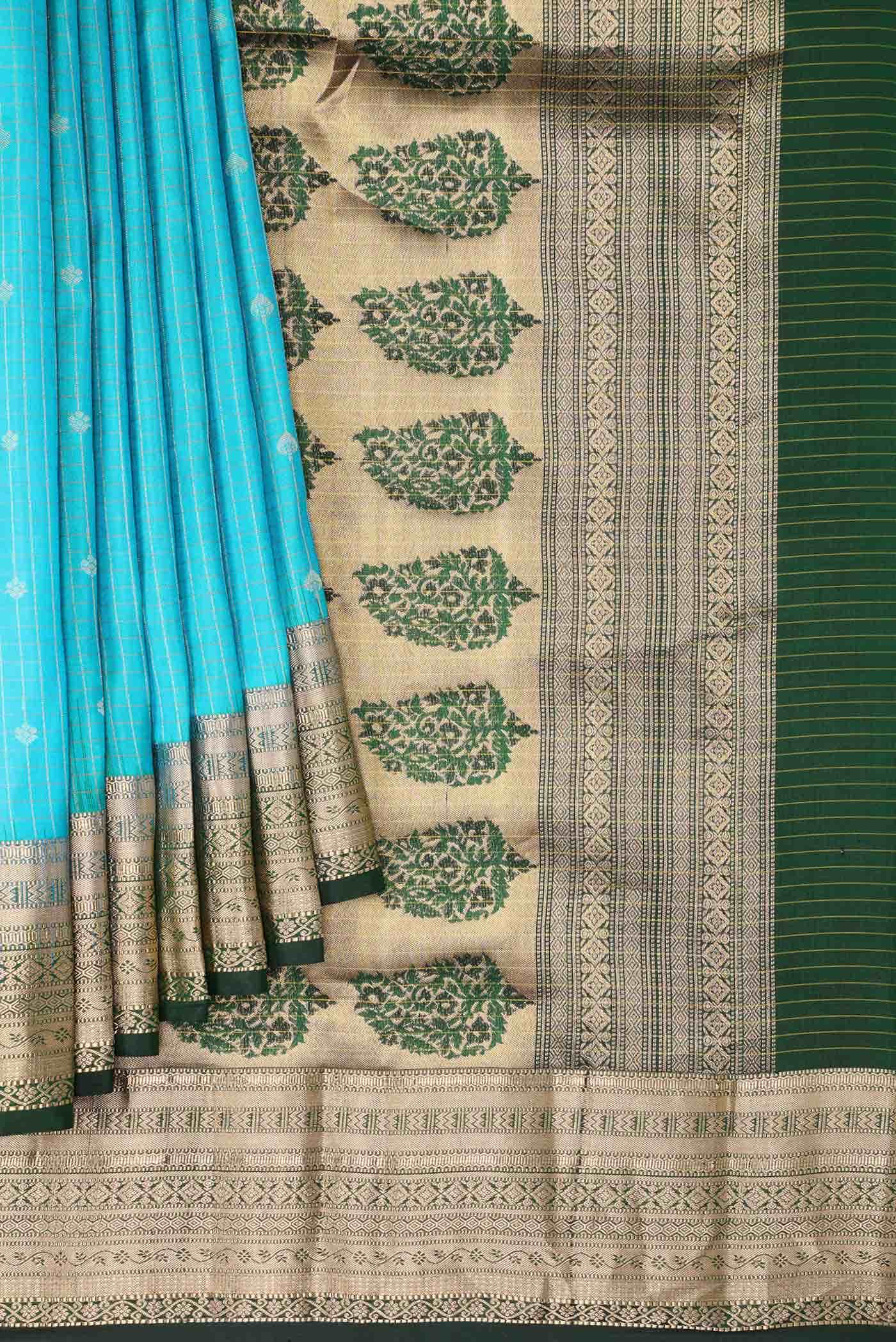 Green Dual Tone Kanchipuram Silk Saree