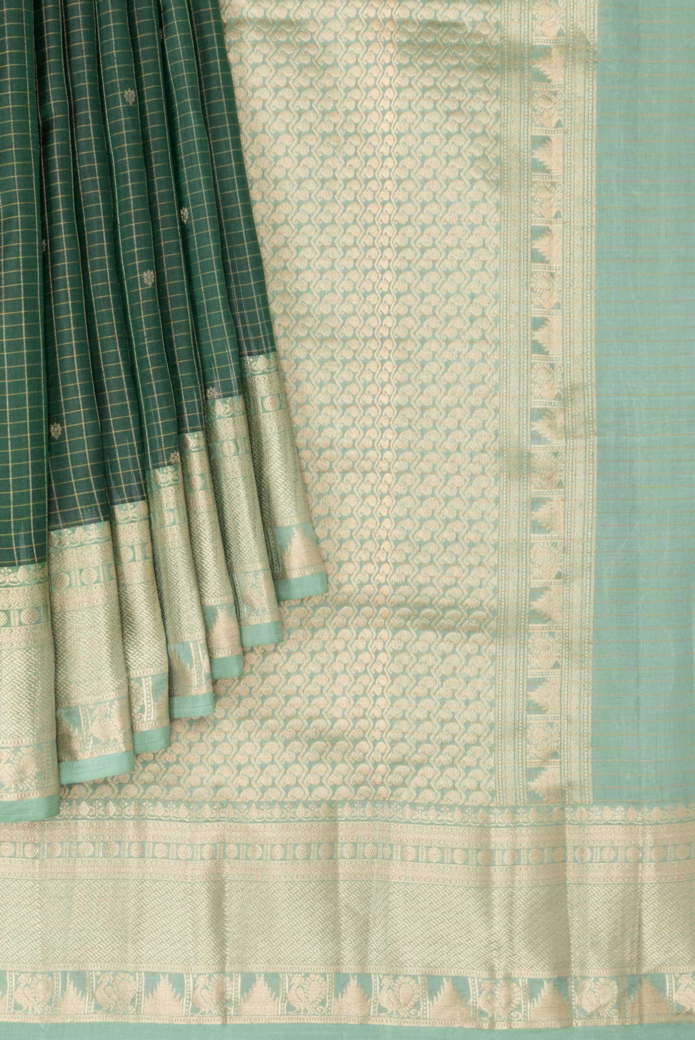 Green Dual Tone Kanchipuram Silk Saree