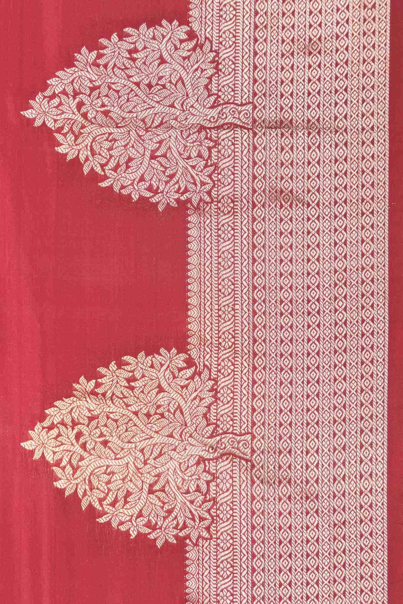 Deep Red Dual Tone Kanchipuram Silk Saree