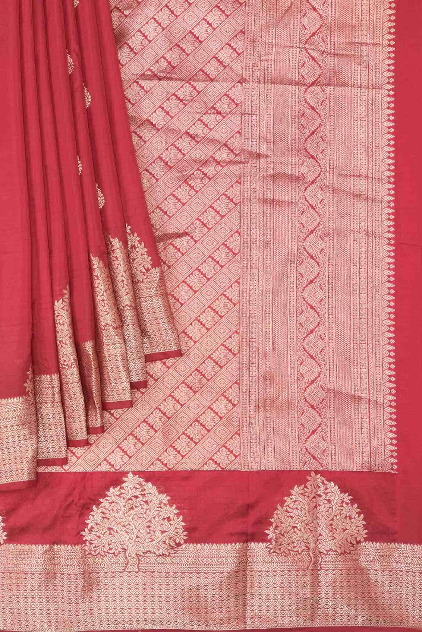 Deep Red Dual Tone Kanchipuram Silk Saree