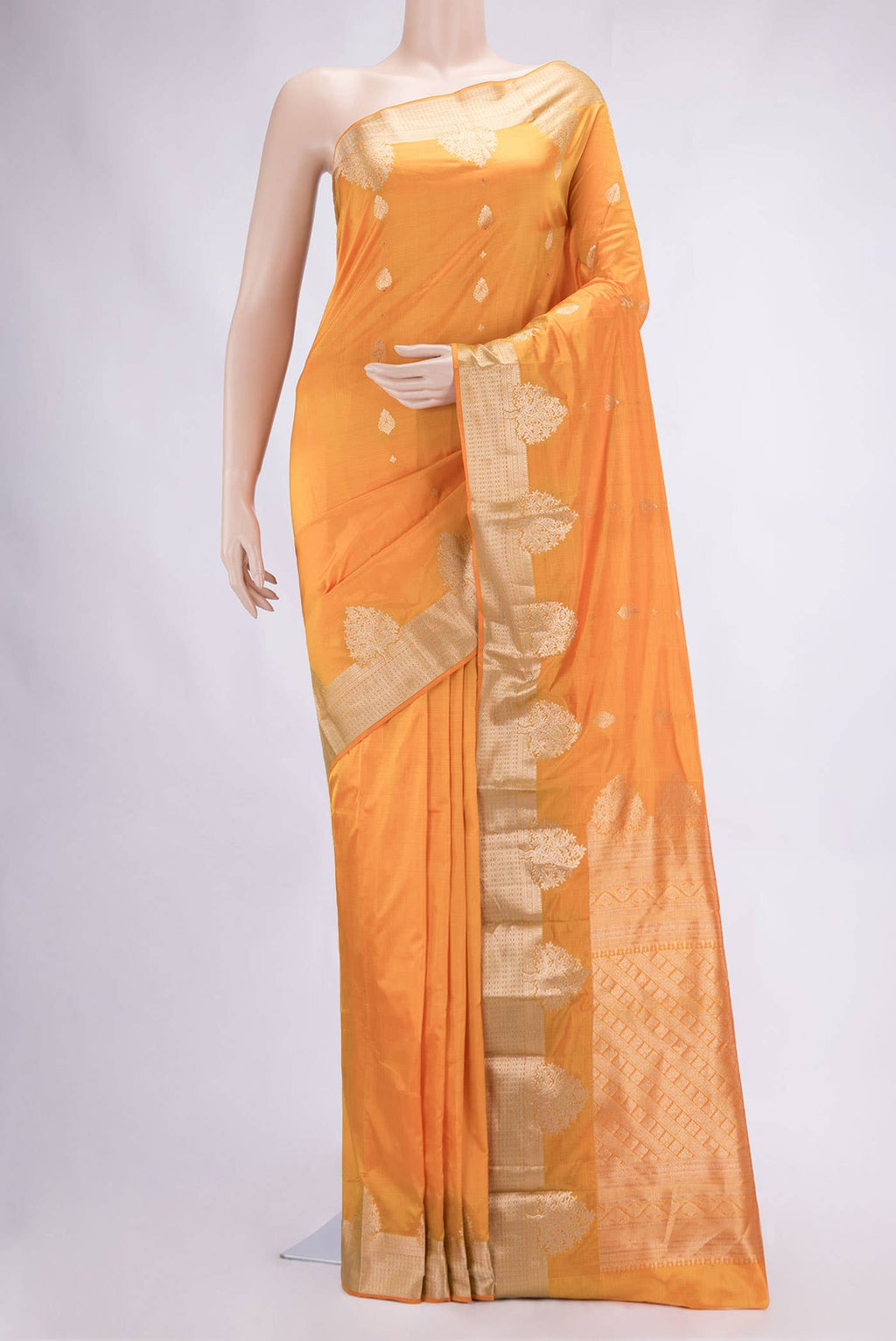 Orange Dual Tone Kanchipuram Silk Saree