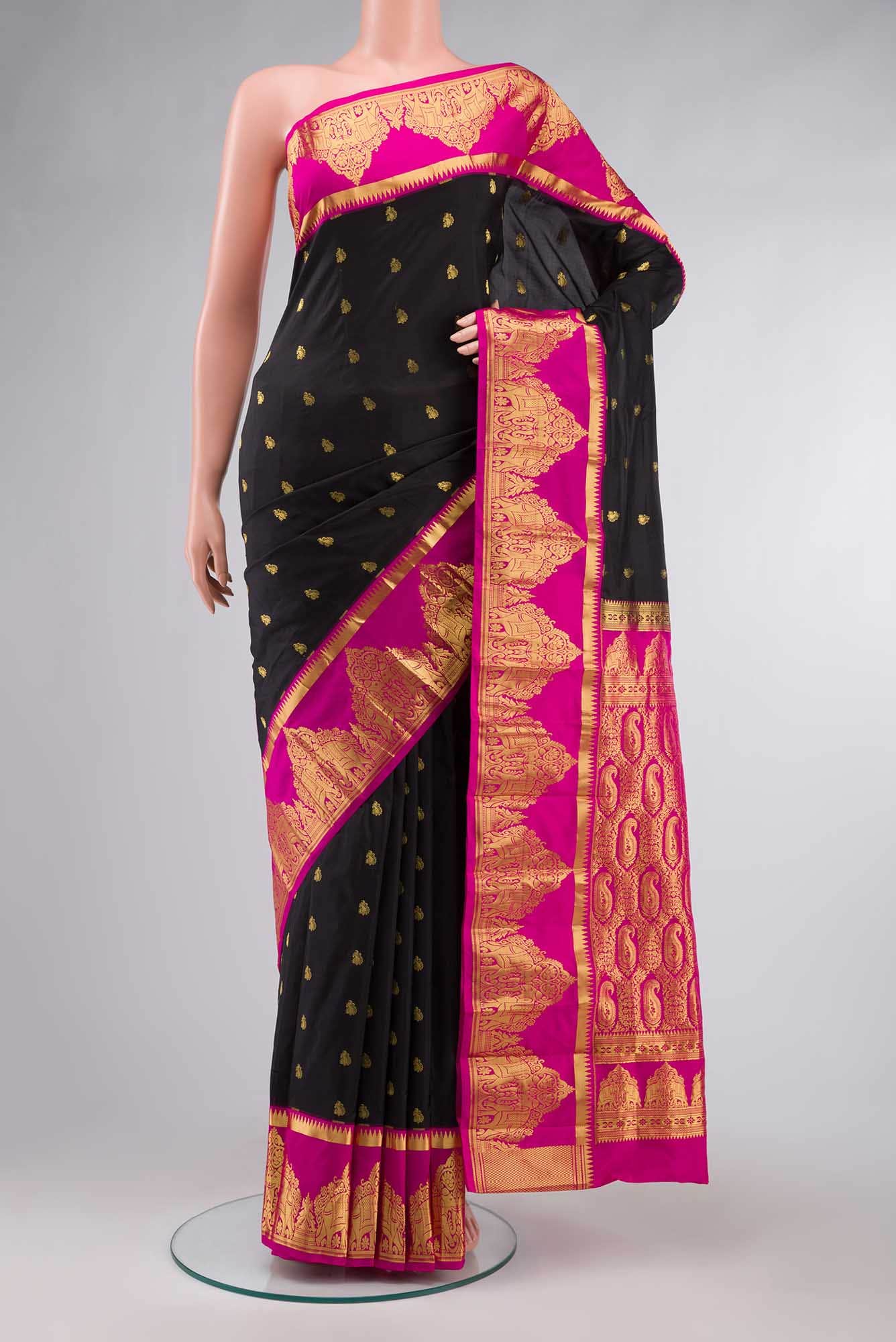 Black Bangalore Silk Saree