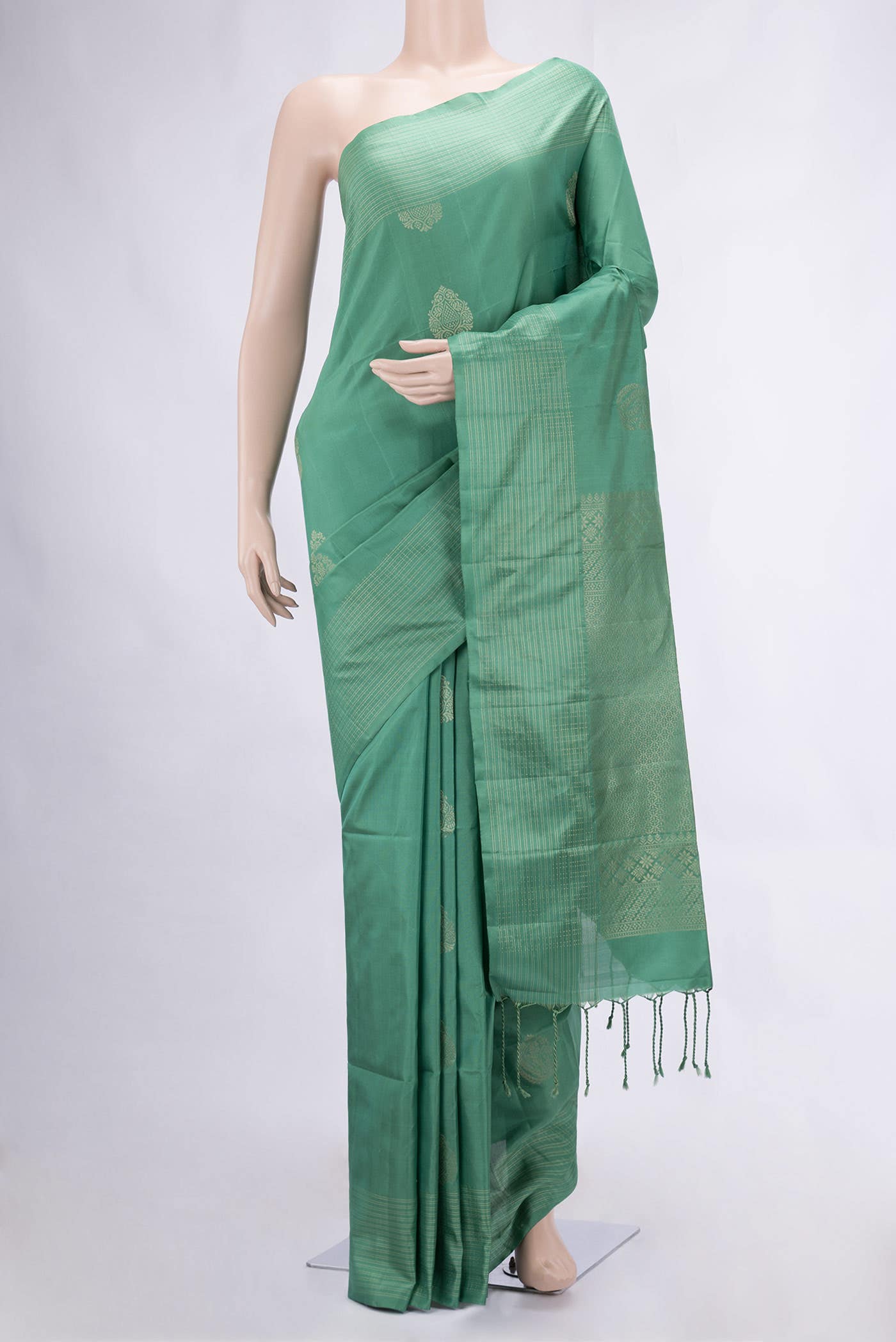 Green Dual Tone Soft Silk Saree