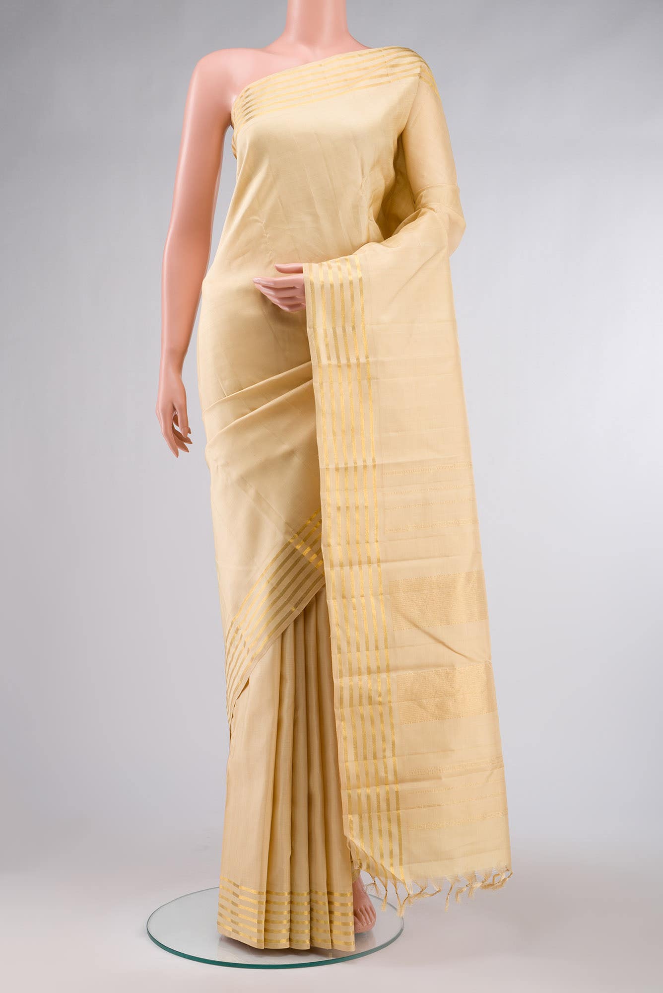 Cream Kanchipuram Silk Saree
