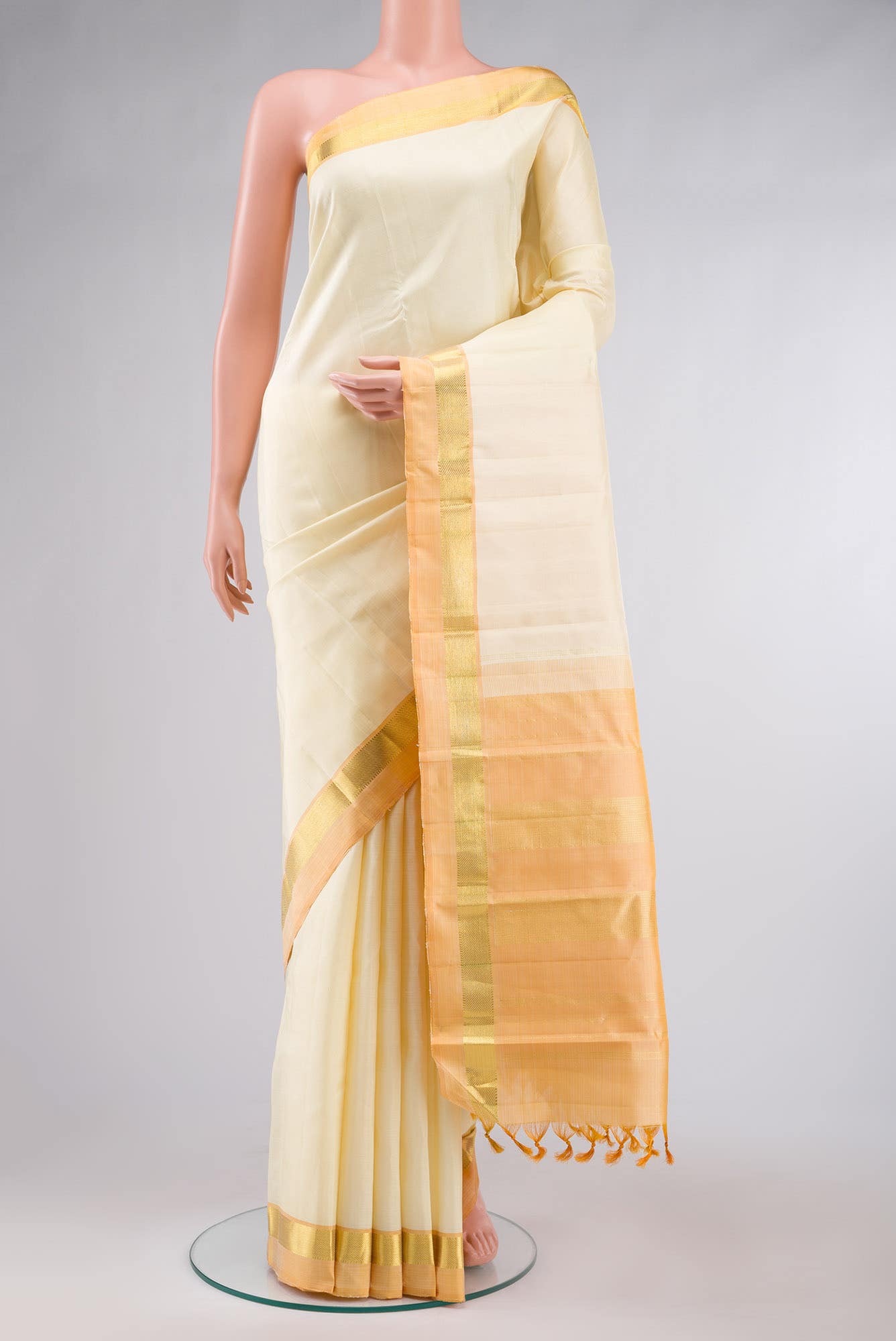 Cream Kanchipuram Silk Saree