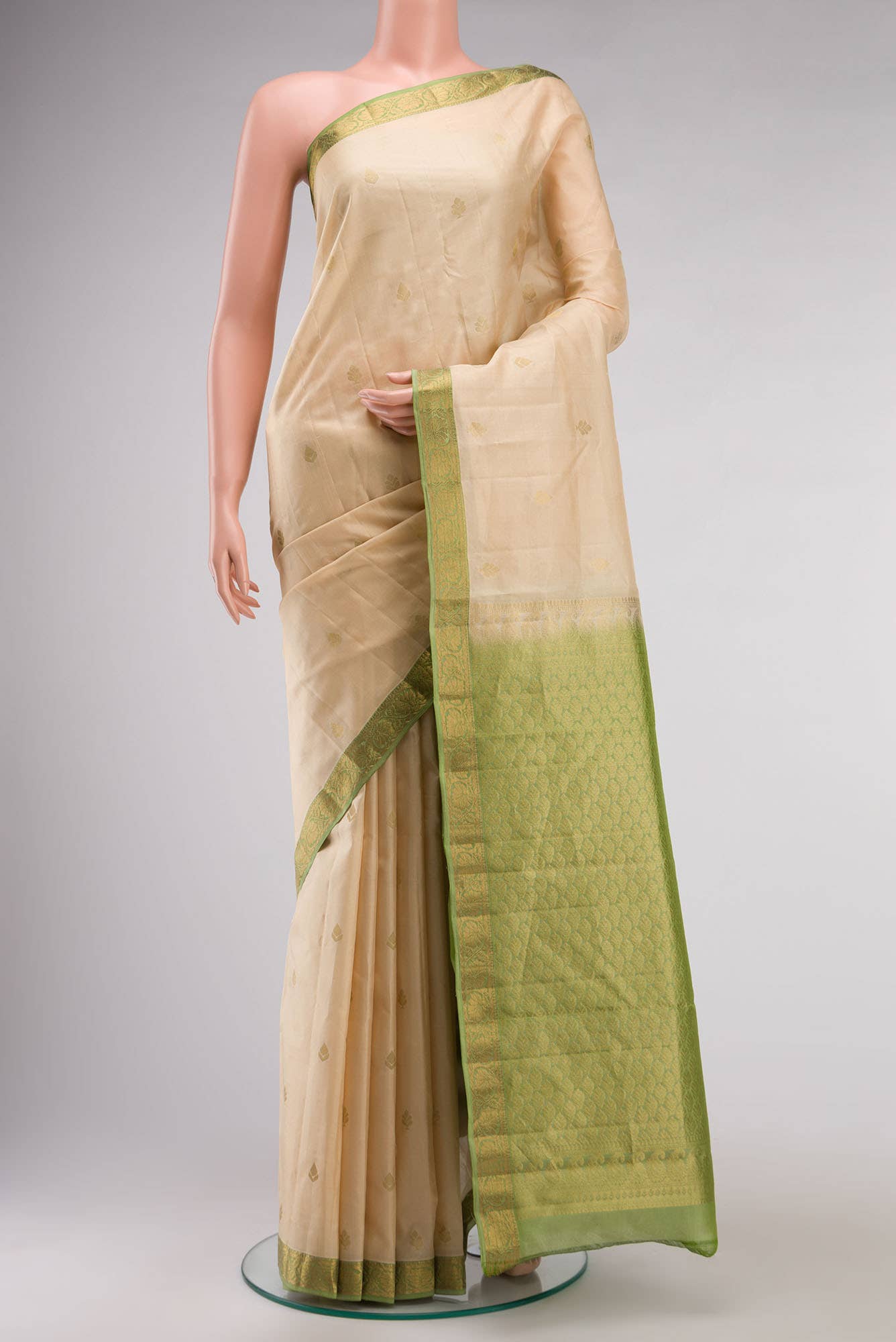 Cream Kanchipuram Silk Saree