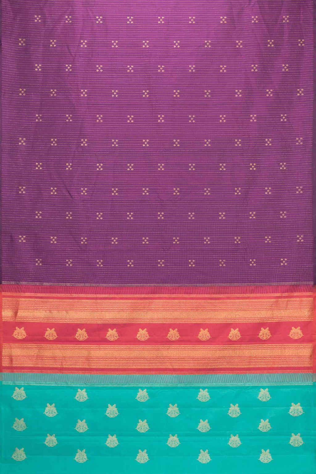 Pure Silk Pure Zari Purple Dual Tone Kanchipuram Saree