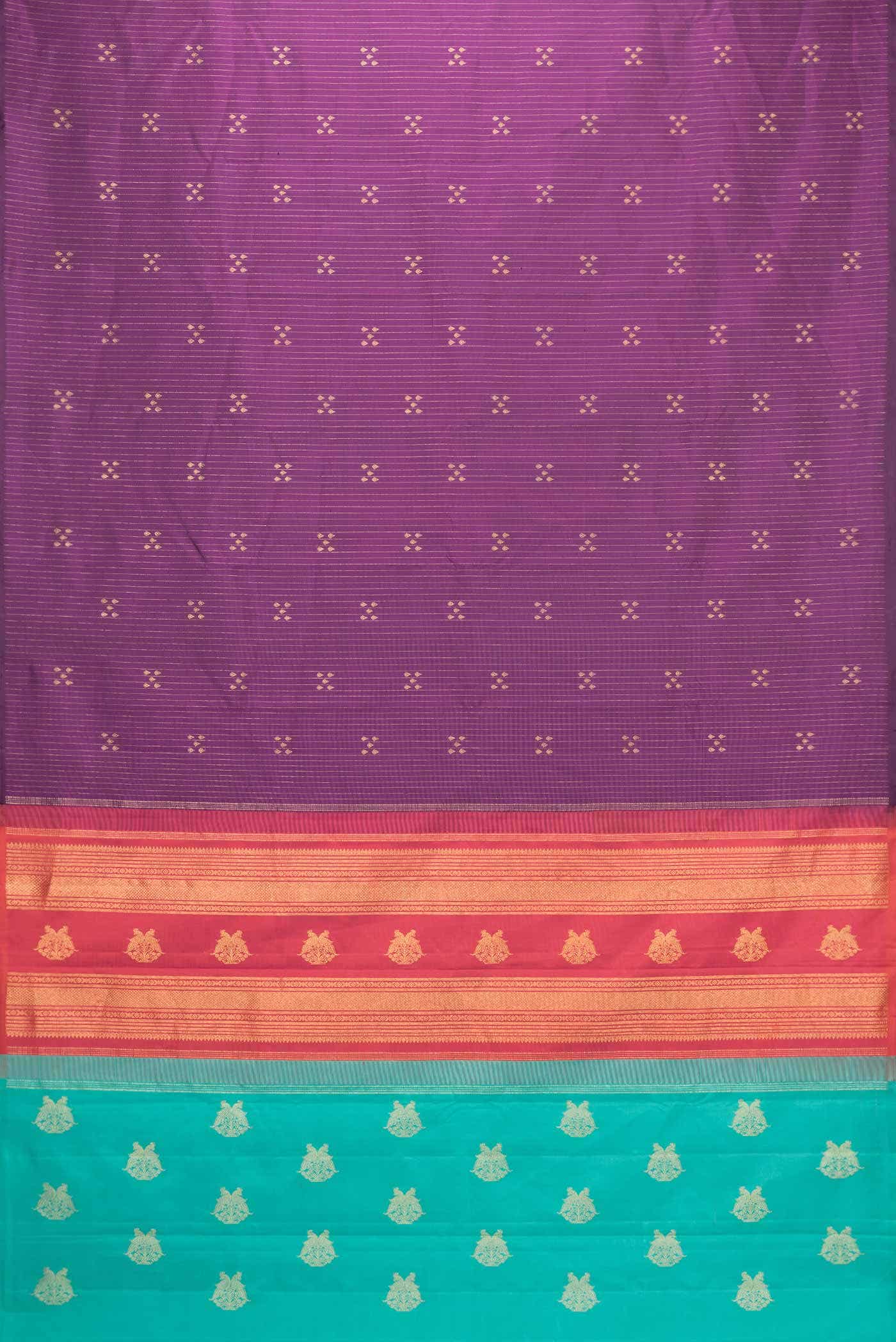 Pure Silk Pure Zari Purple Dual Tone Kanchipuram Saree