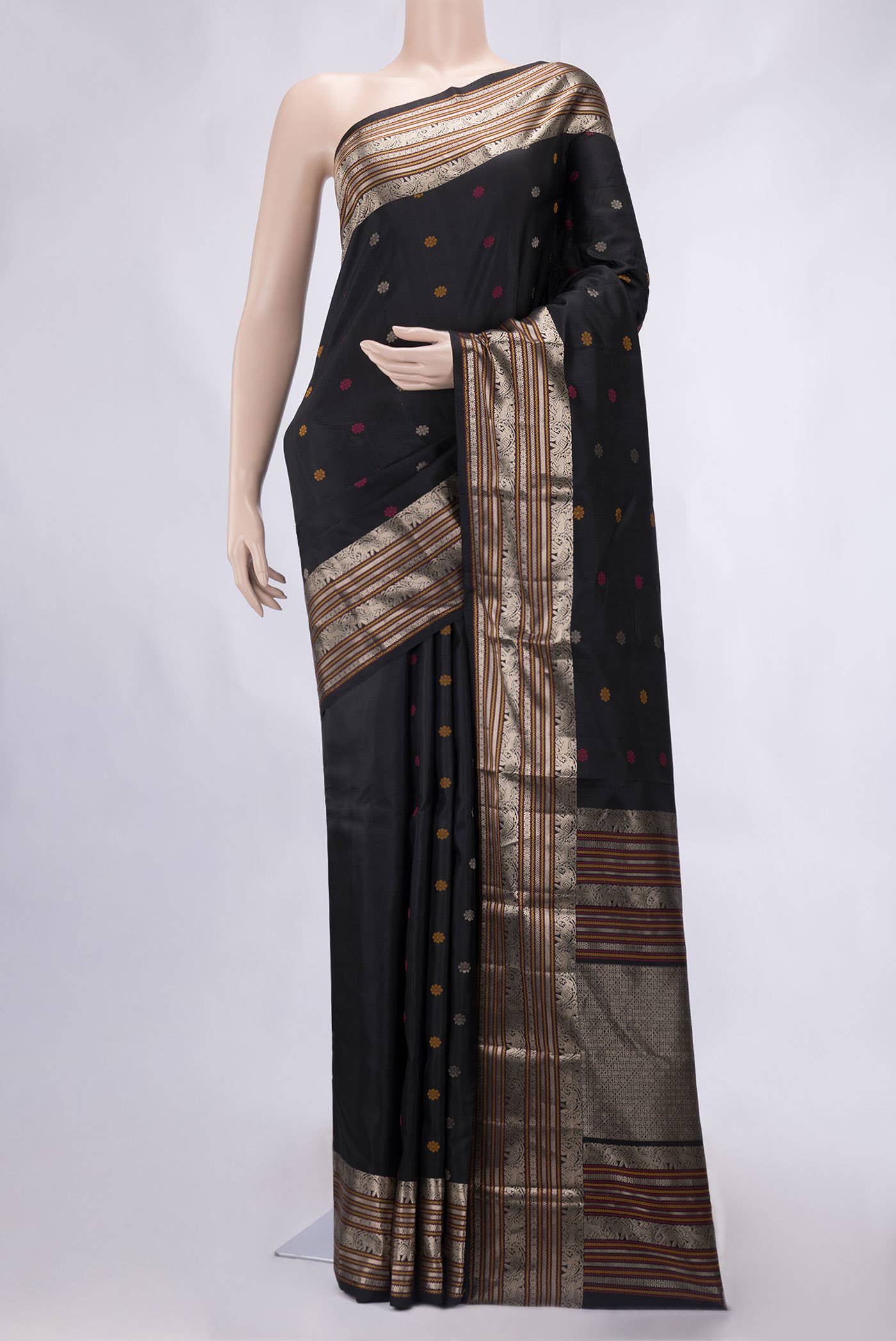 Black Dual Tone Kanchipuram Silk Saree