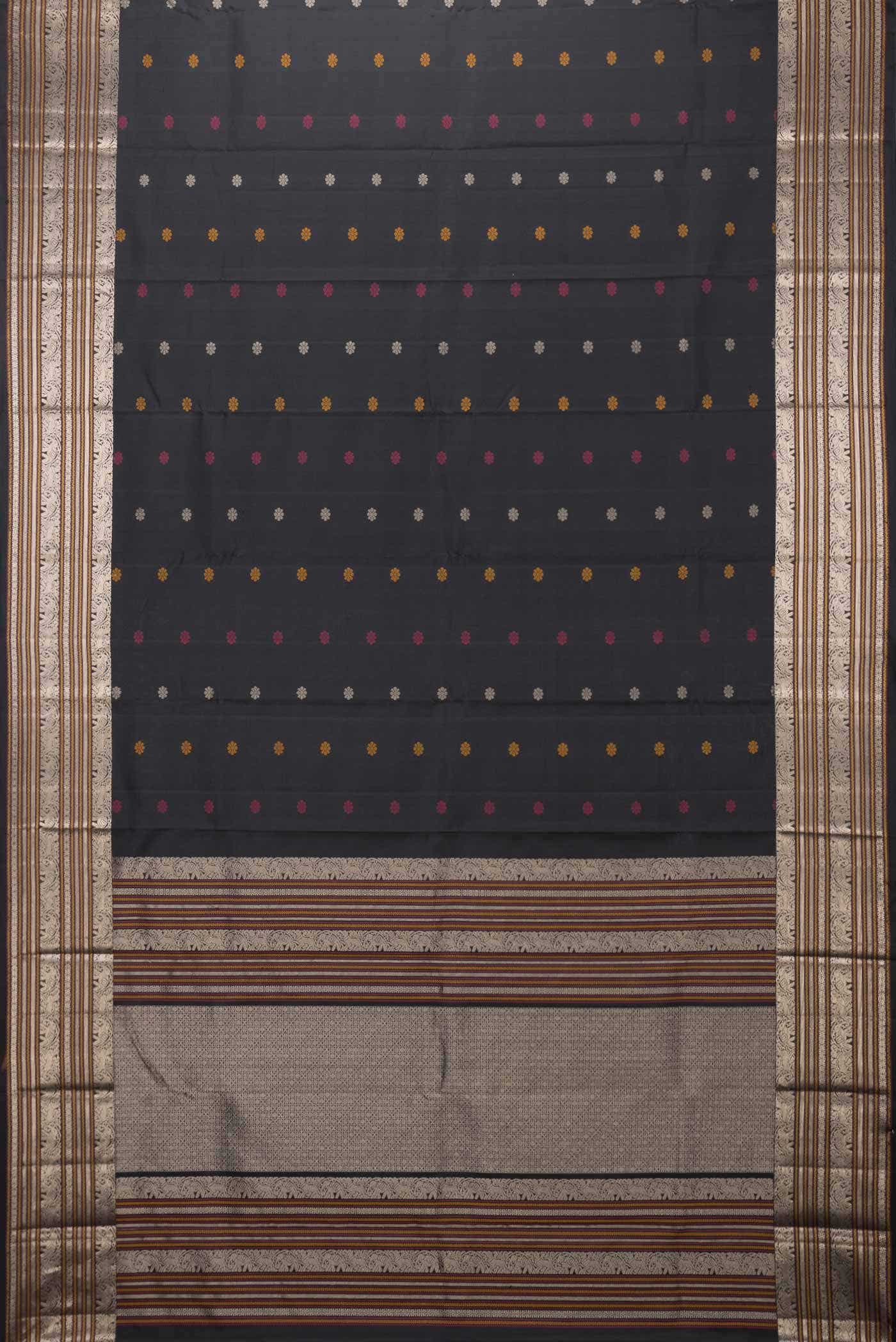 Black Dual Tone Kanchipuram Silk Saree