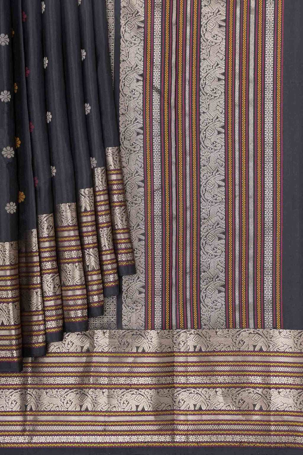 Black Dual Tone Kanchipuram Silk Saree