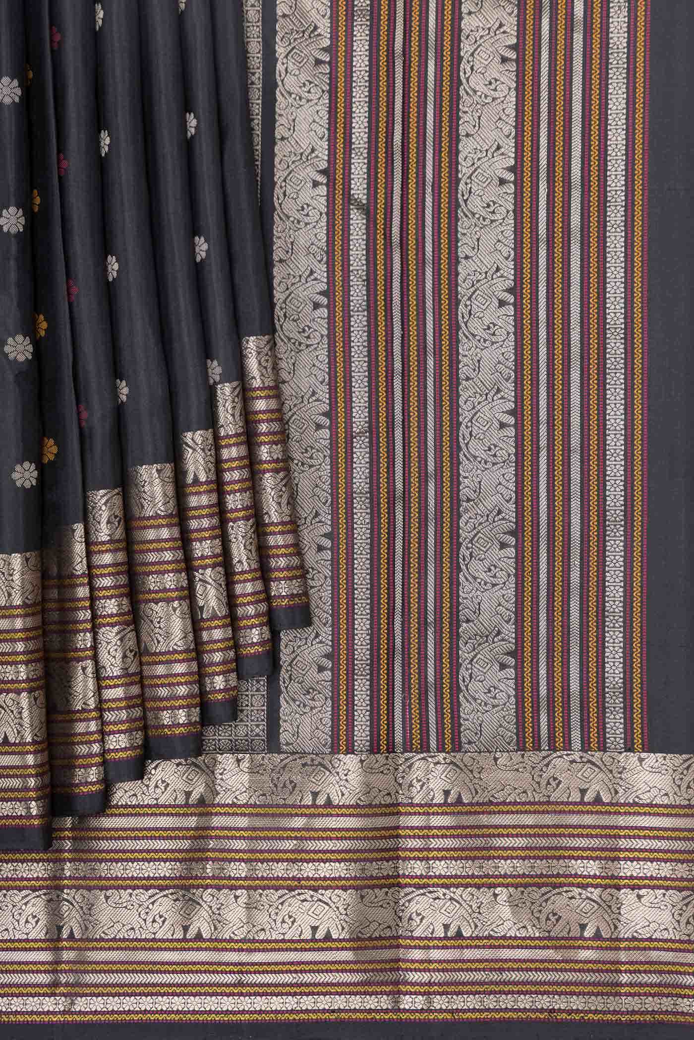 Black Dual Tone Kanchipuram Silk Saree