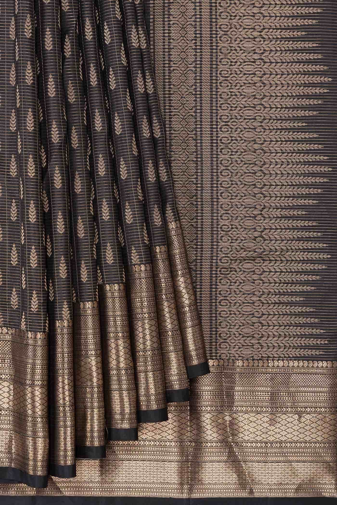 Black Dual Tone Kanchipuram Silk Saree