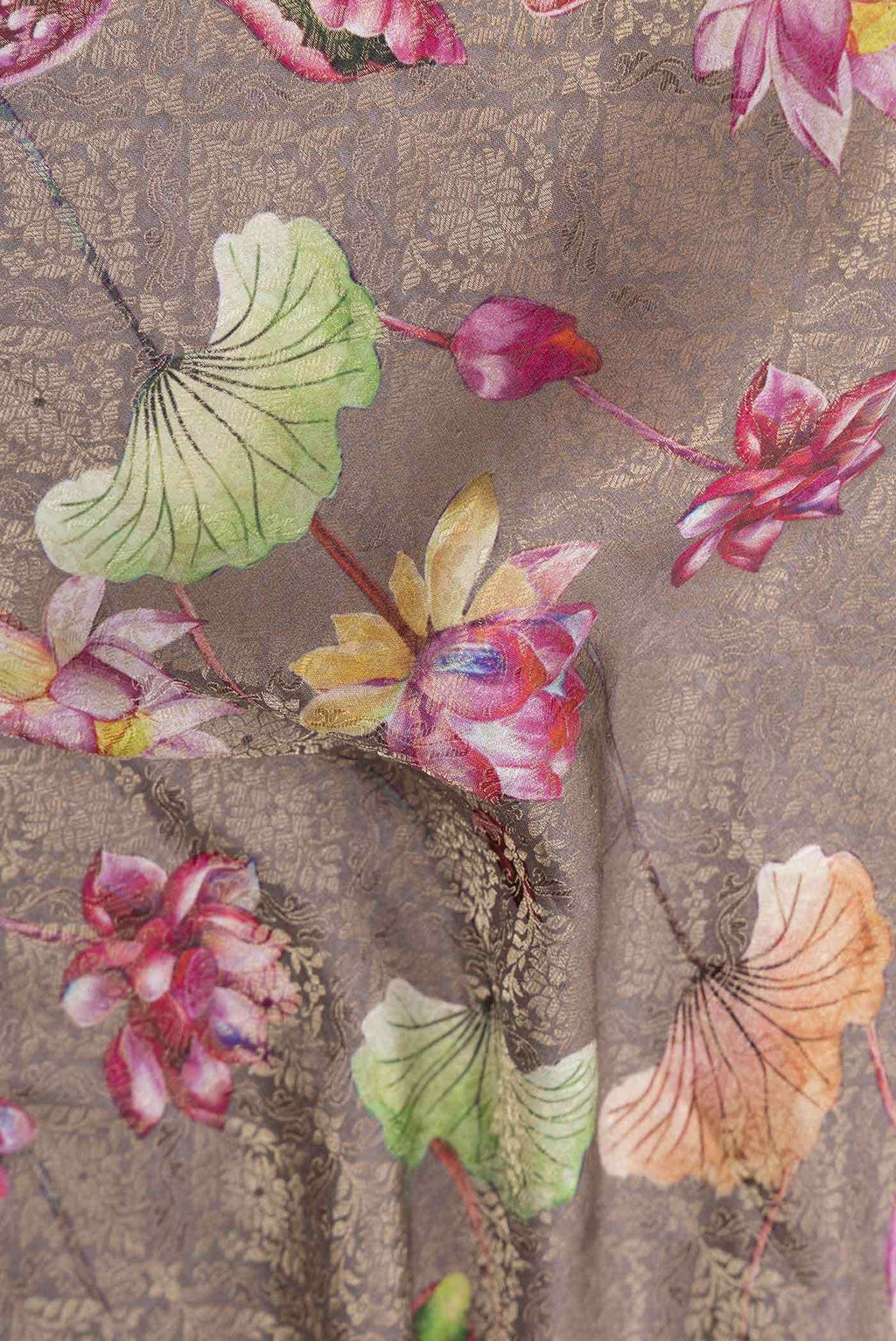 Grey Dual Tone Mysore Crepe Saree