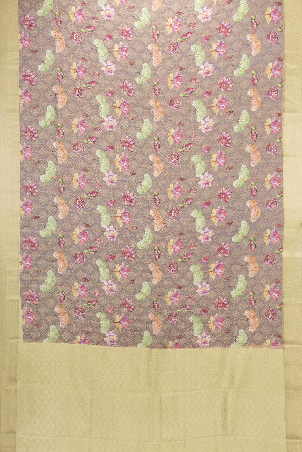 Grey Dual Tone Mysore Crepe Saree