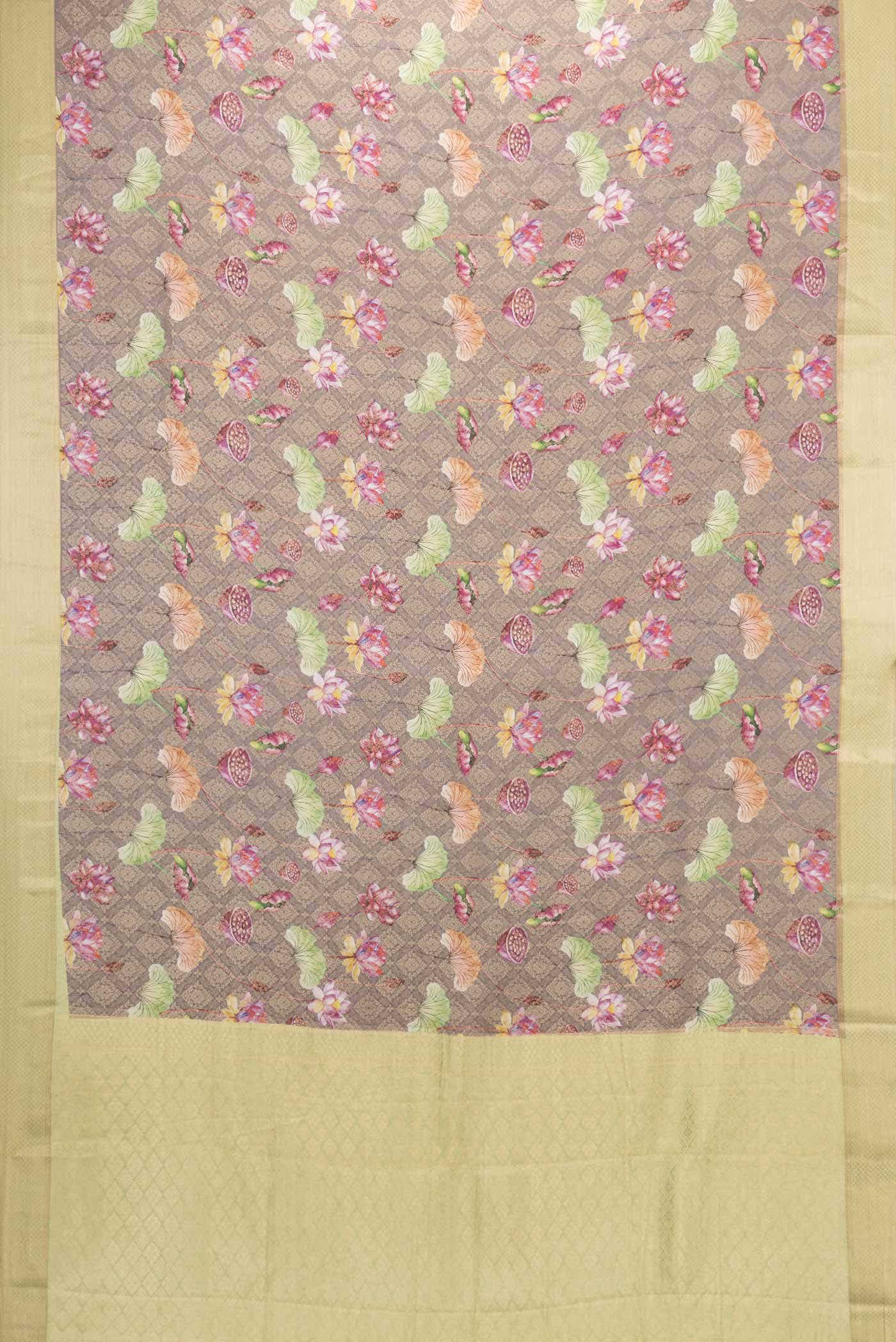 Grey Dual Tone Mysore Crepe Saree