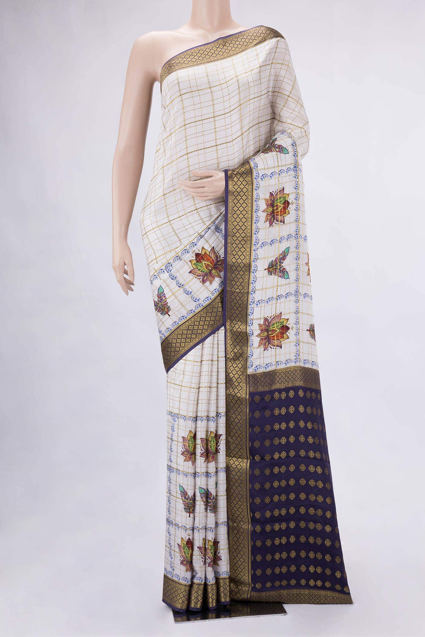 Off White Mysore Crepe Saree