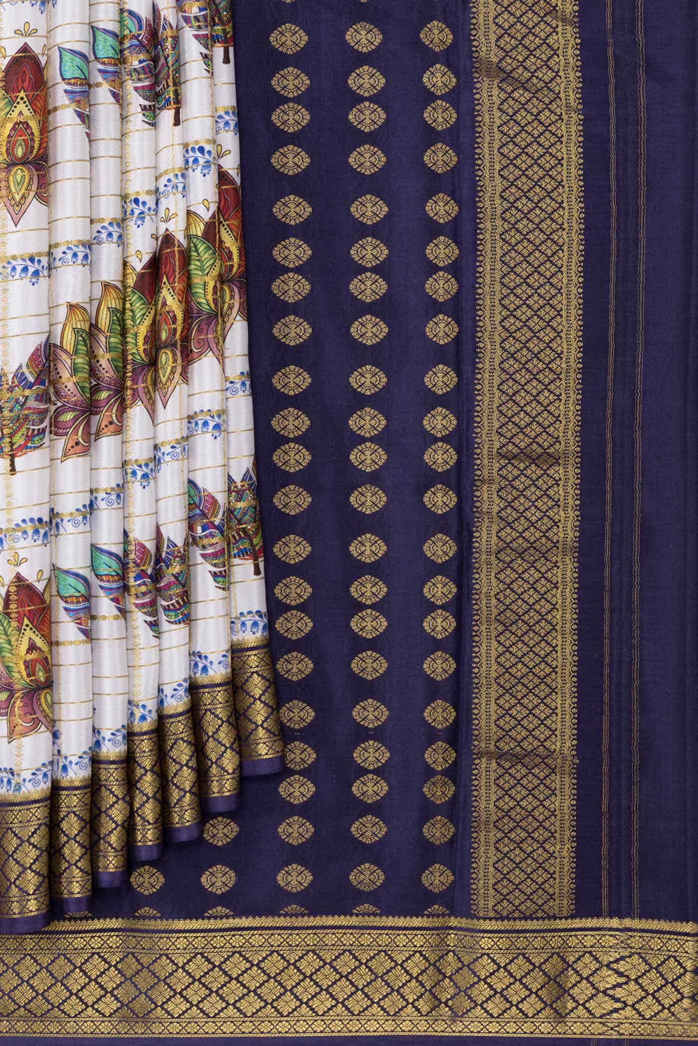 Off White Mysore Crepe Saree