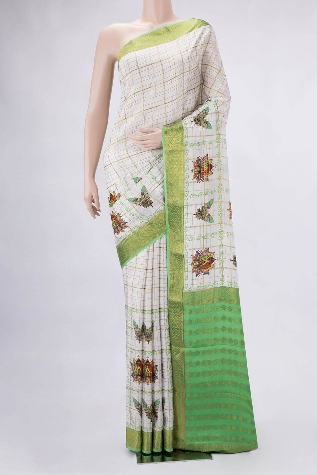 Off White Dual Tone Mysore Crepe Saree