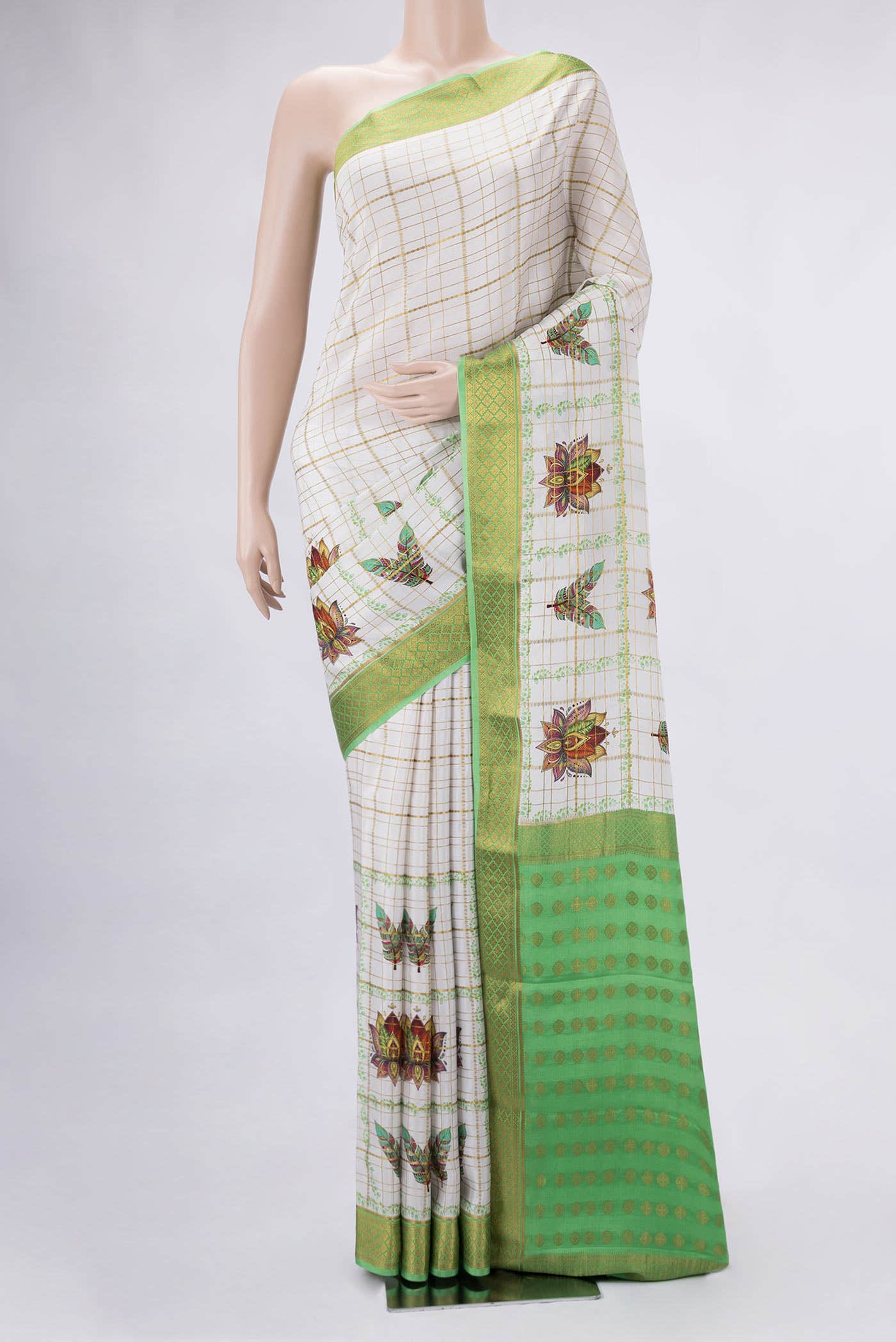 Off White Dual Tone Mysore Crepe Saree