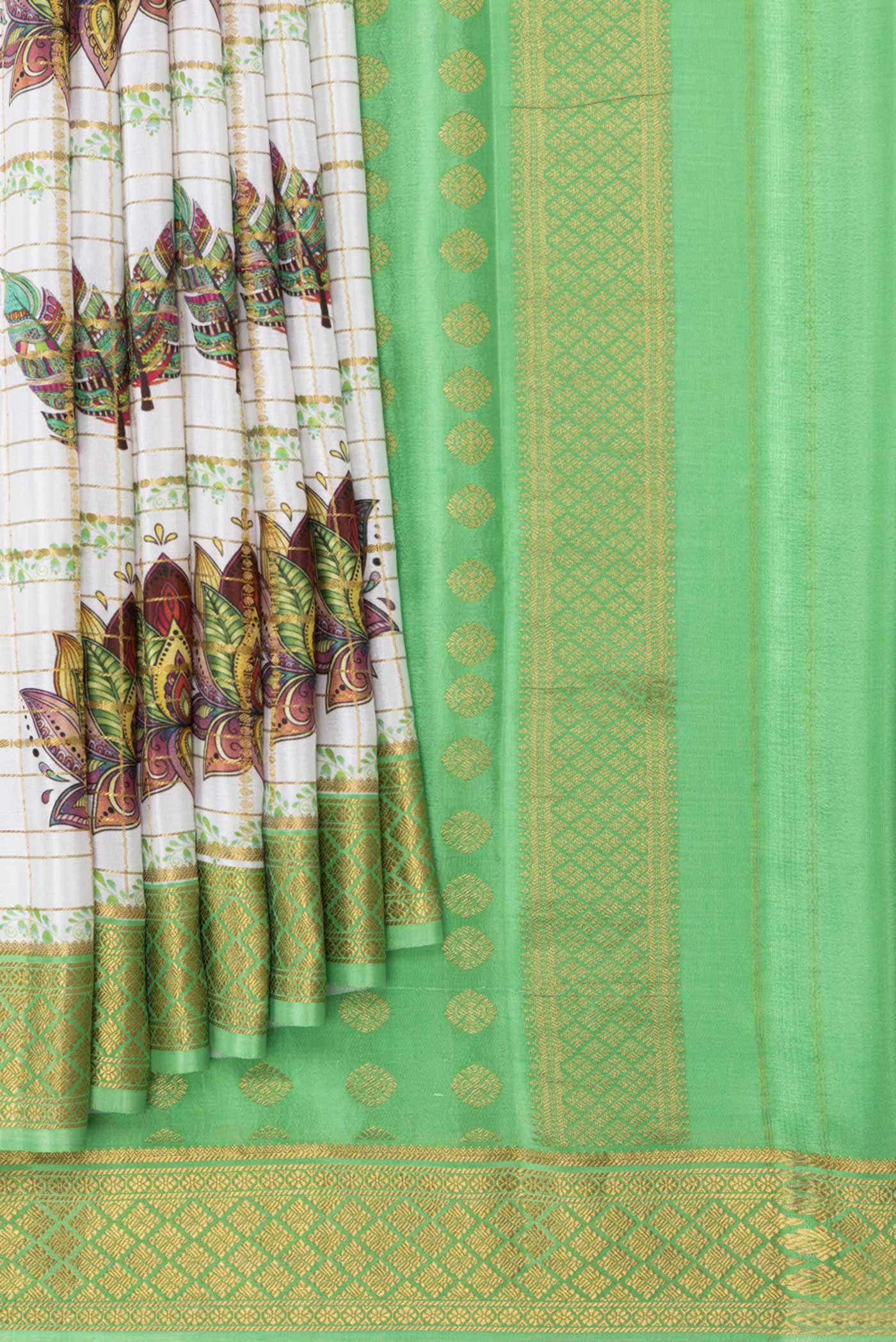 Off White Dual Tone Mysore Crepe Saree