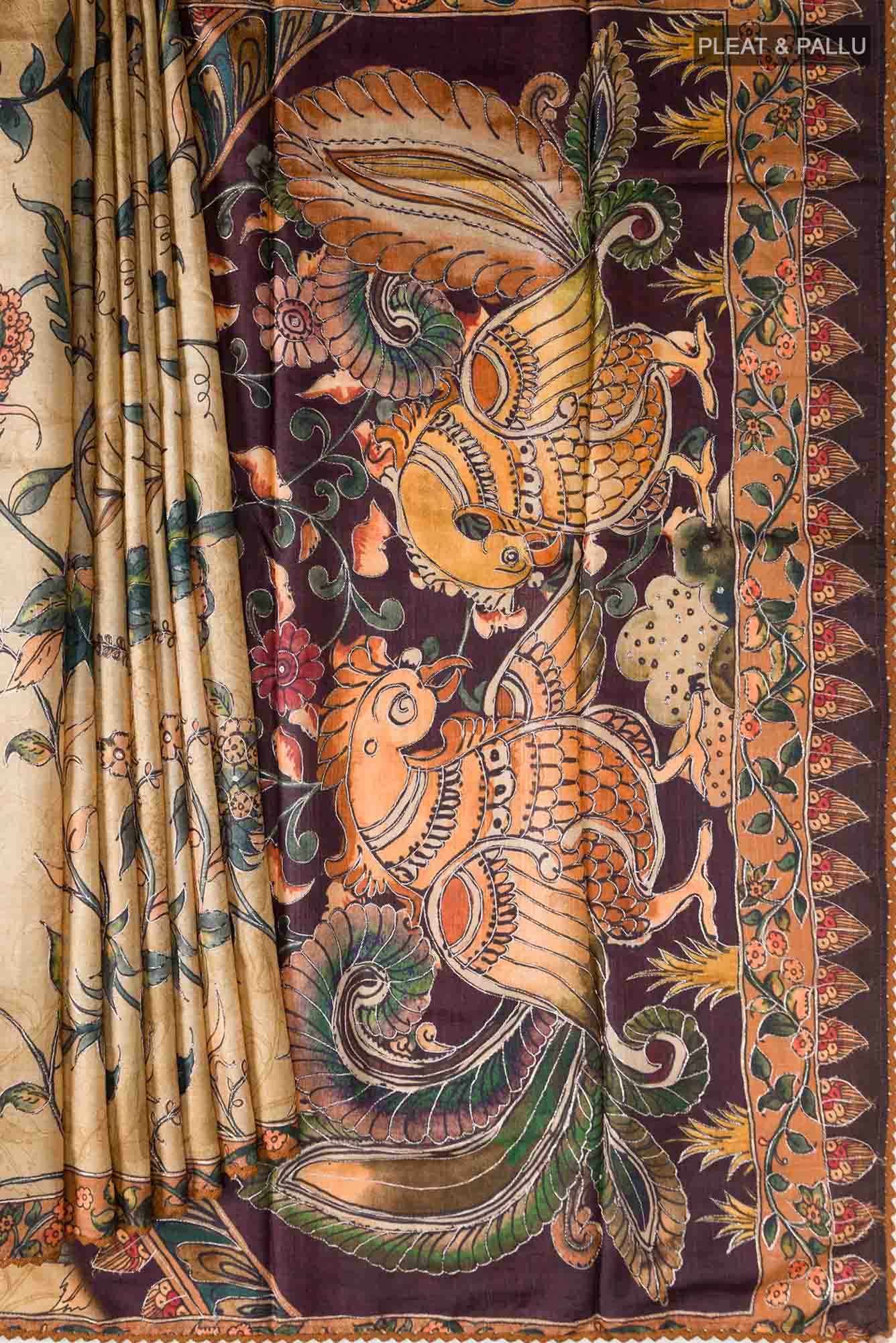 Sandal Tussar Saree