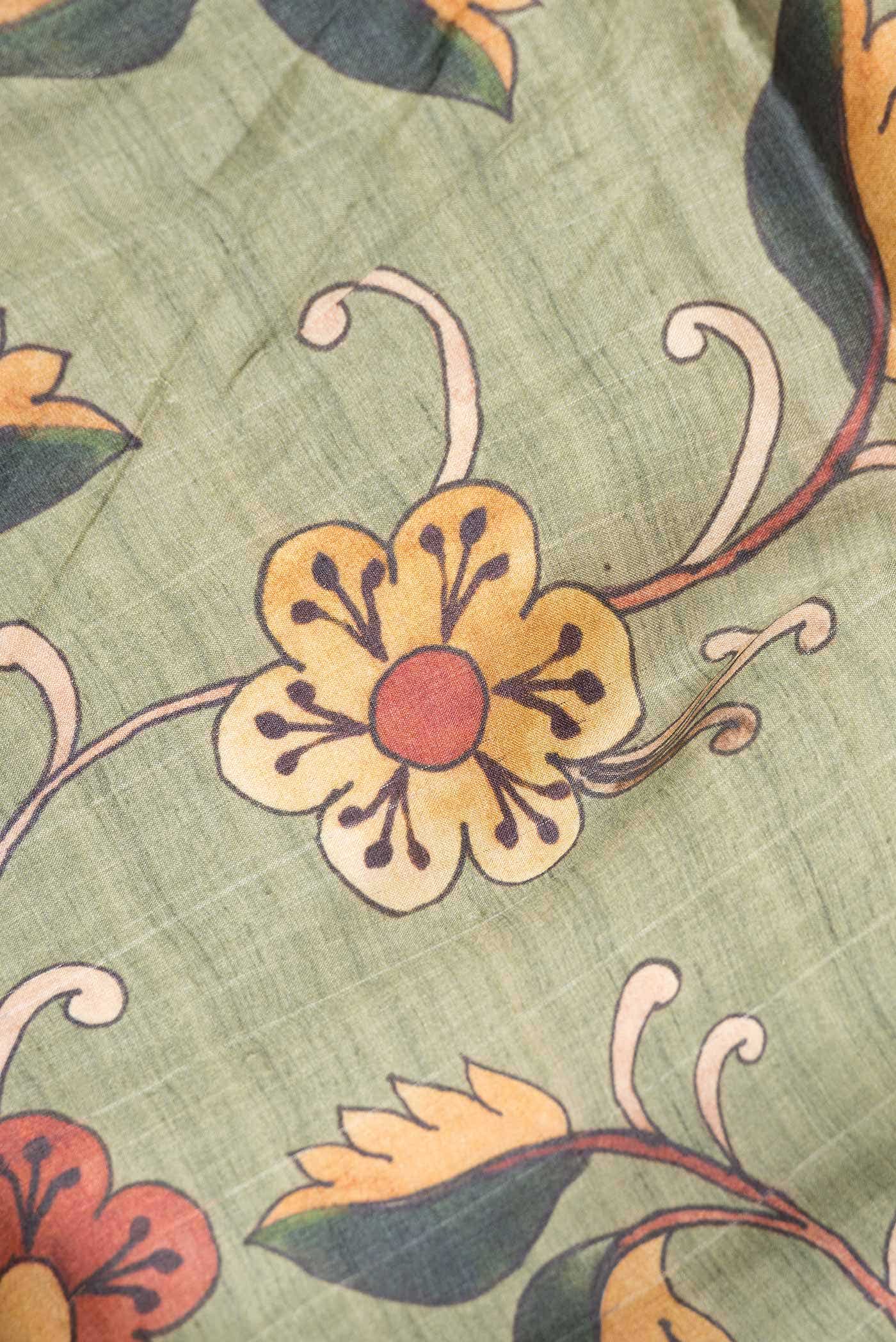 Green Dual Tone Tussar Silk Saree