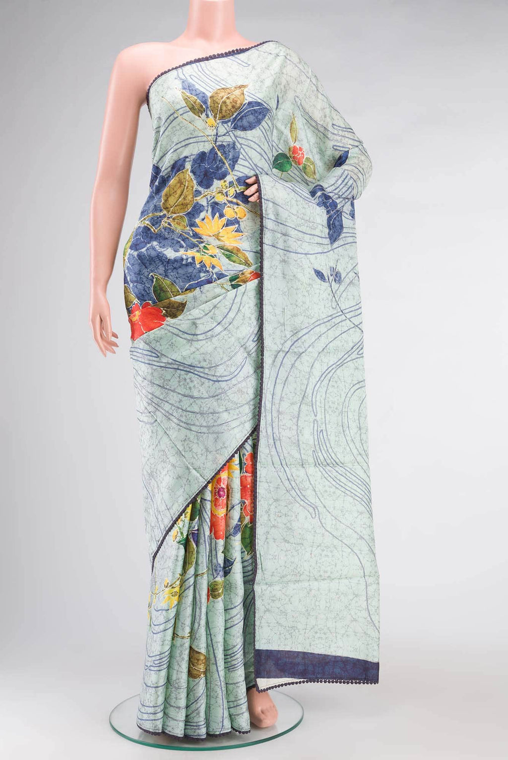 Light Blue Tussar Saree