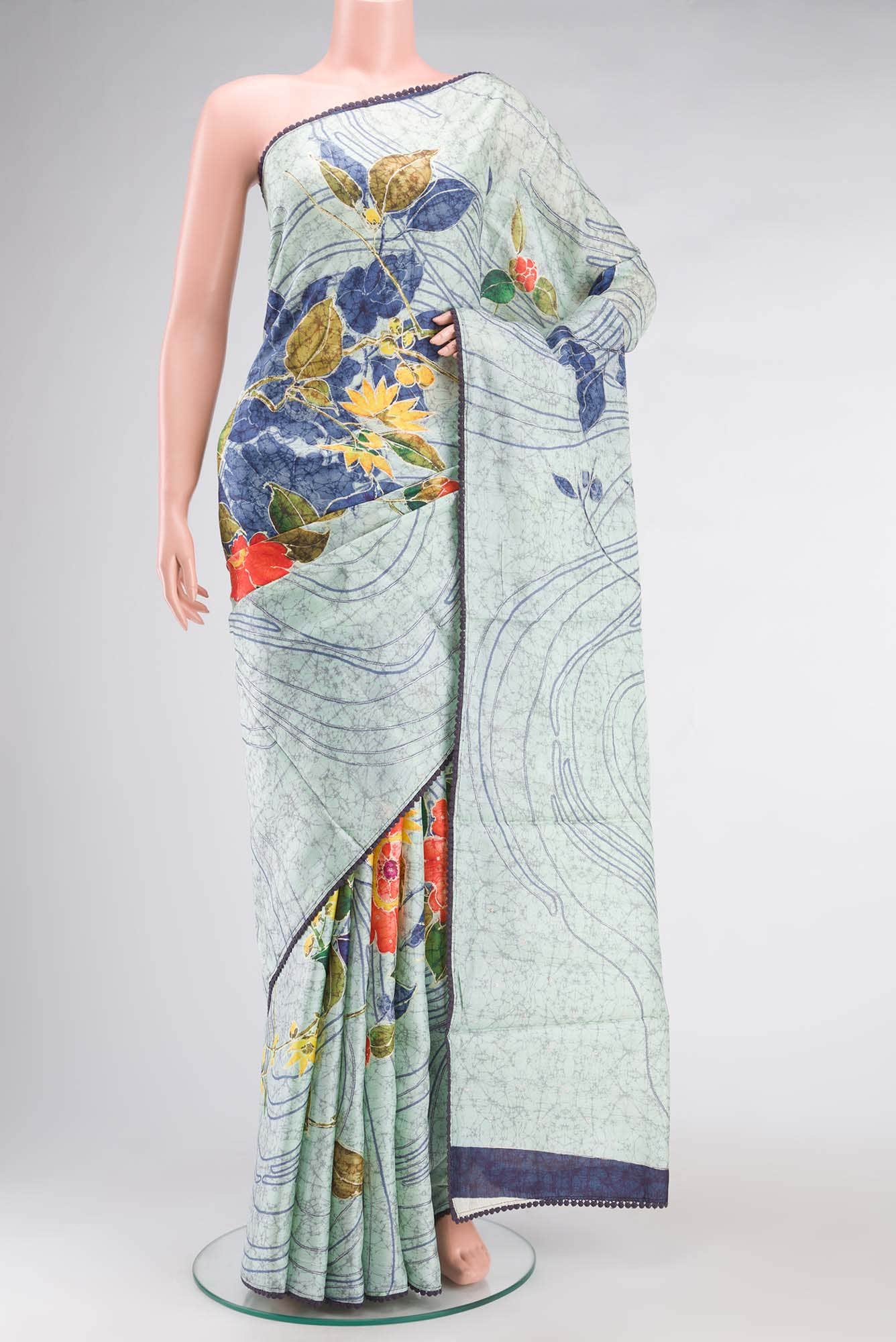 Light Blue Tussar Saree