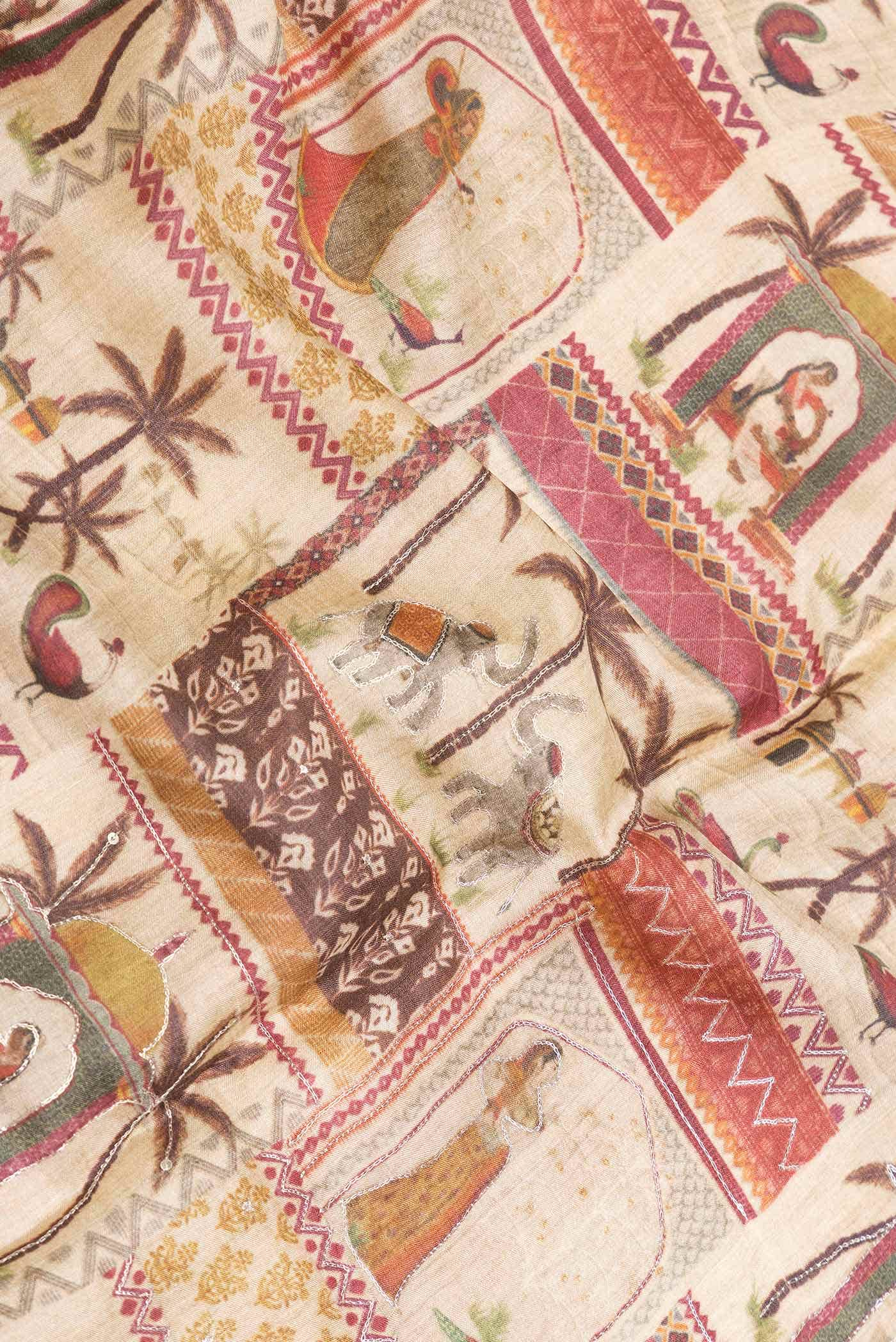 Beige Dual Tone Tussar Silk Saree