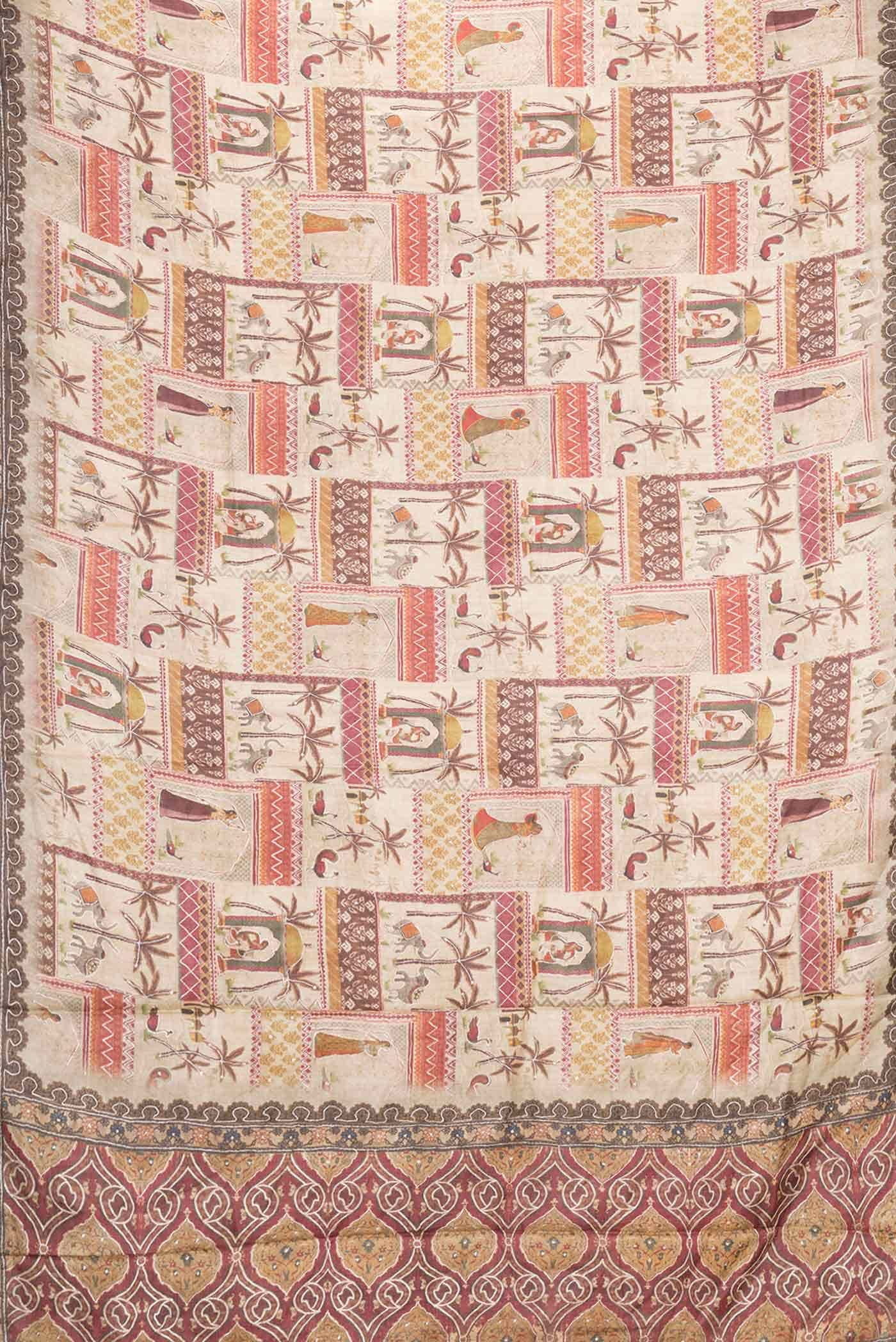 Beige Dual Tone Tussar Silk Saree